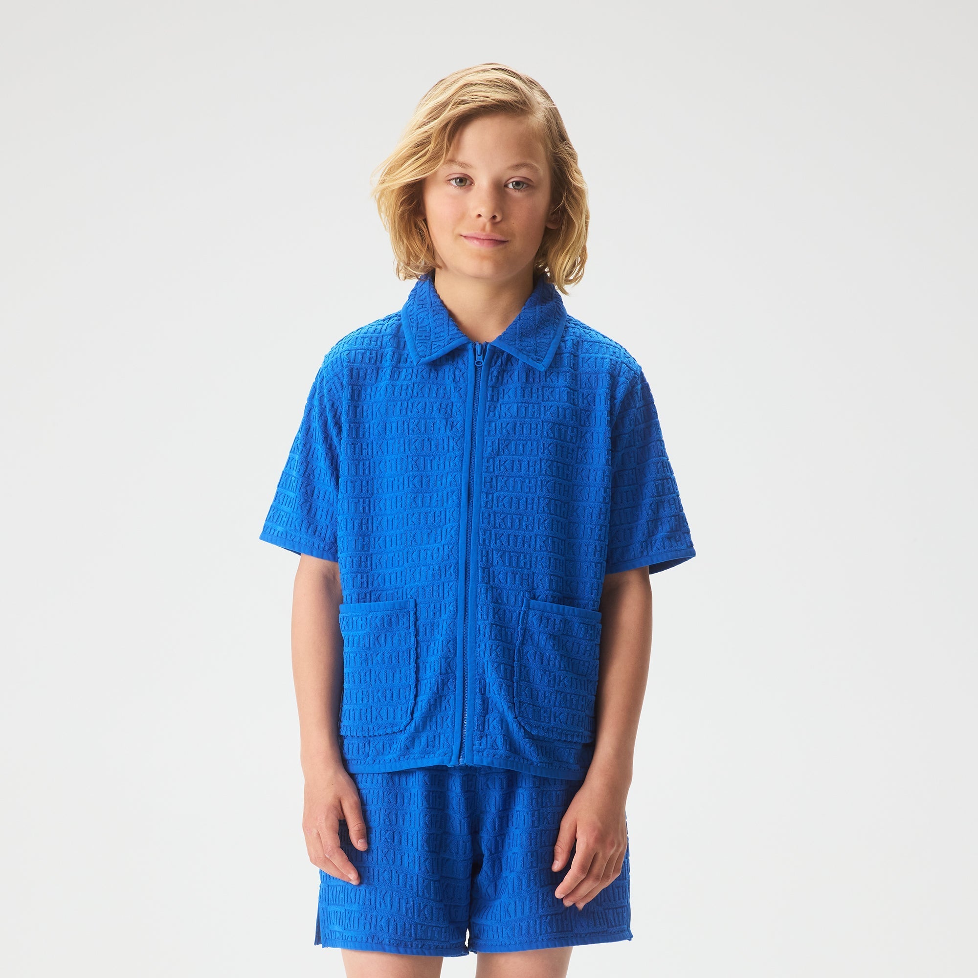 Kith Kids Textured Monogram Zip Front Camp Shirt - Greek – Kith Europe