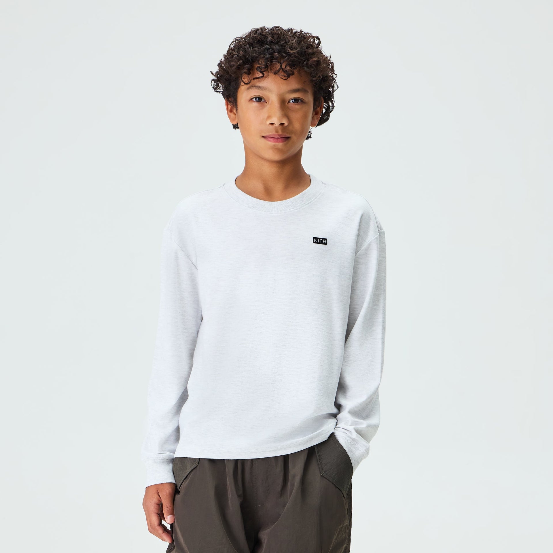 Kith Kids Long Sleeve LAX Tee - Light Heather Grey