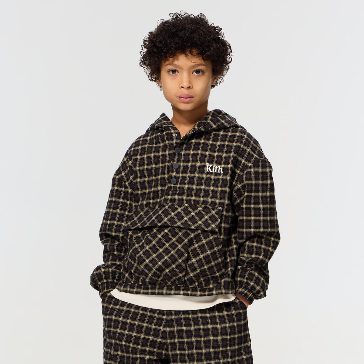 Kith Kids Micro Plaid Snap Harrison Hoodie - Chest - PH