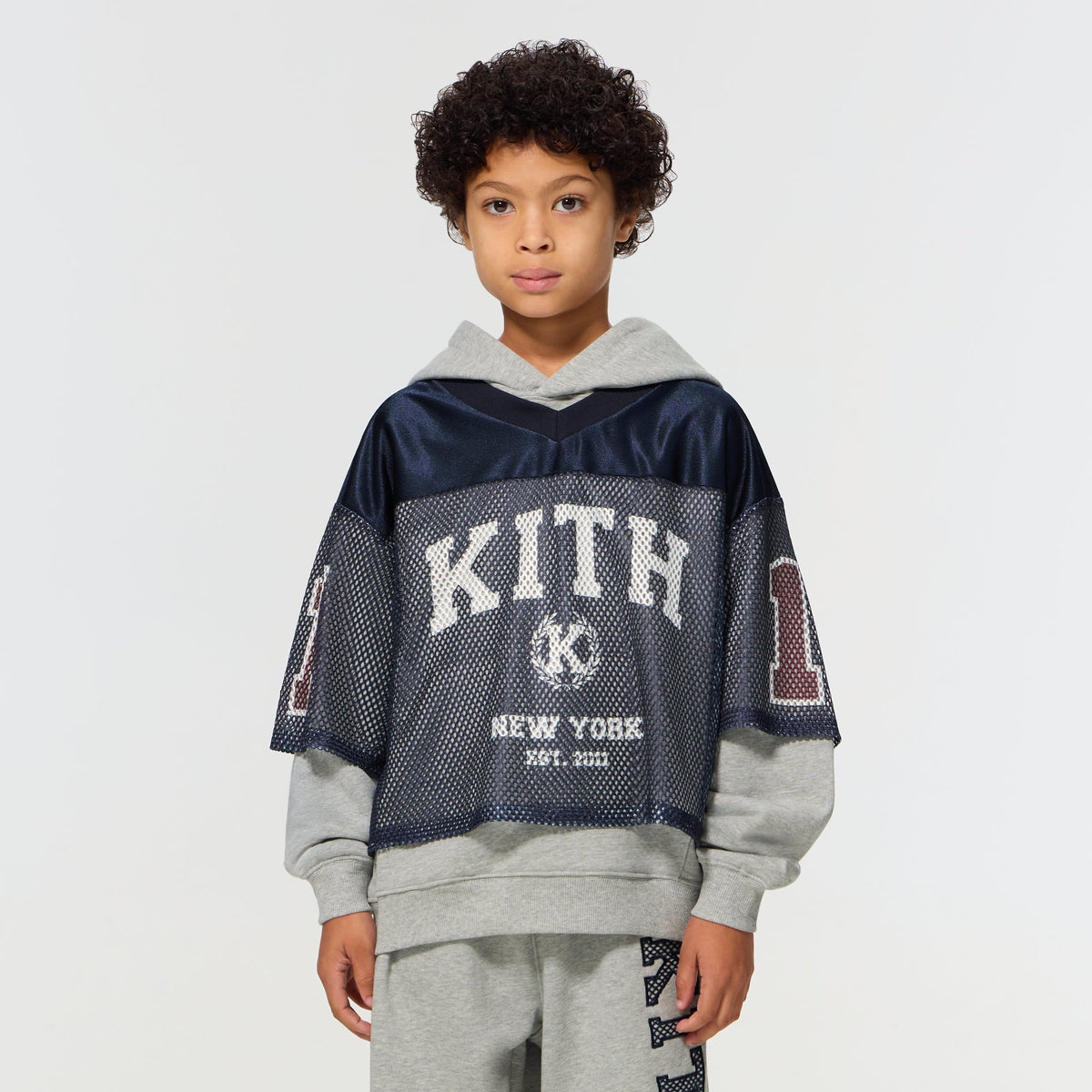 Kith Kids Athletic Mesh Combo Hoodie - Medium Heather Grey - PH
