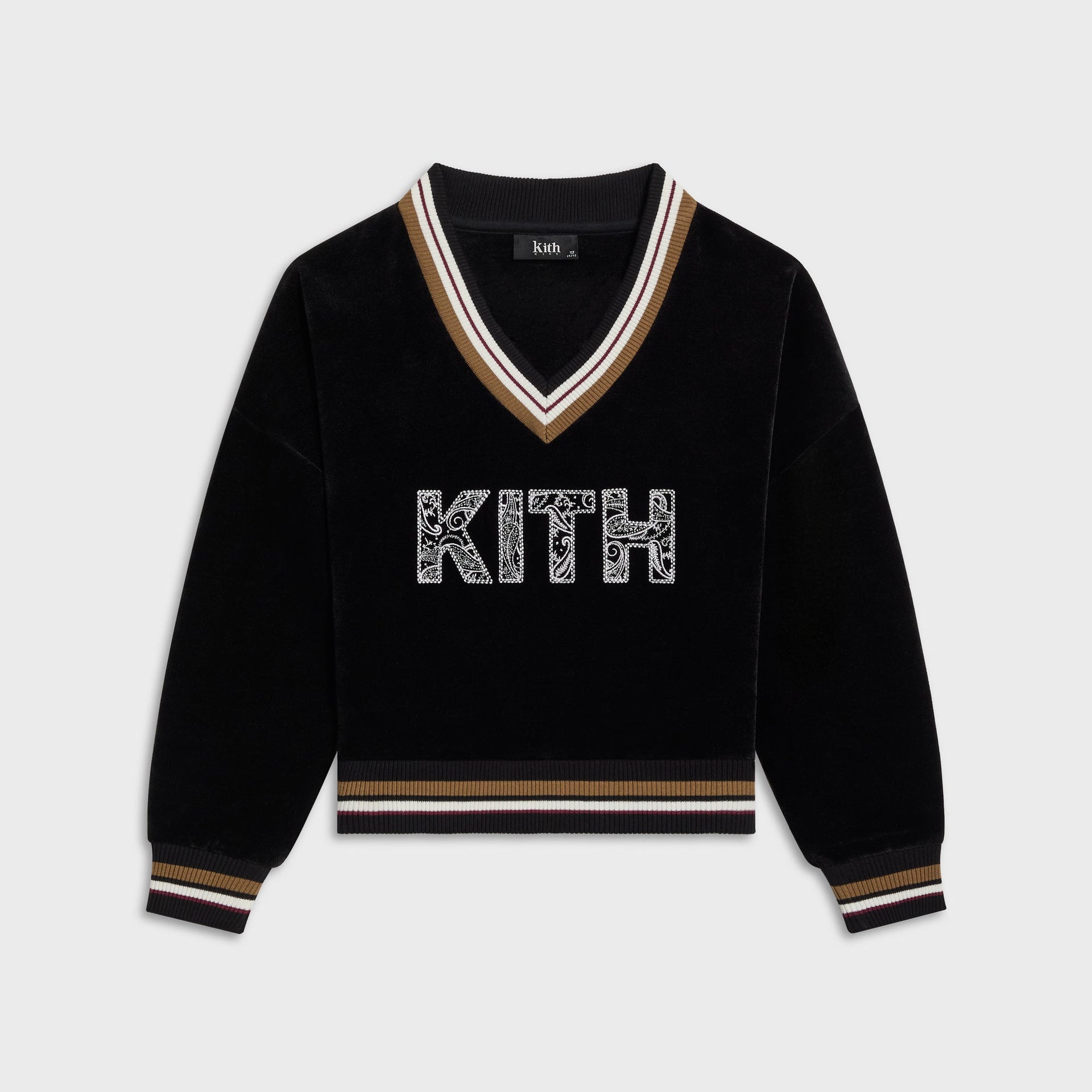 Kith Kids Textured V-Neck Collar Nelson Sweatshirt - Black - PH