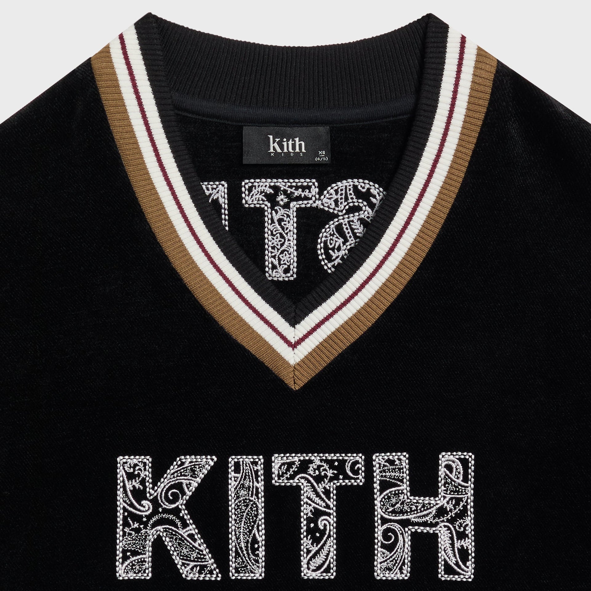 Kith Kids Textured V-Neck Collar Nelson Sweatshirt - Black