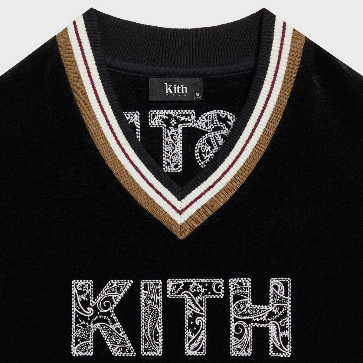 Kith Kids Textured V-Neck Collar Nelson Sweatshirt - Black - PH