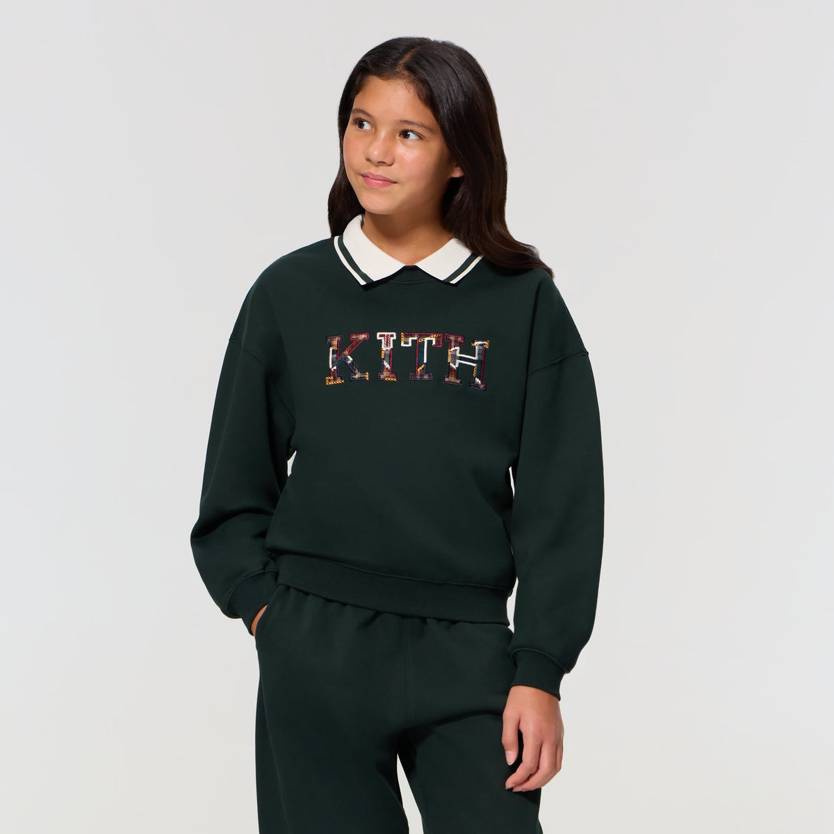 Kith Kids Varsity Letter Collared Nelson Sweatshirt - Stadium