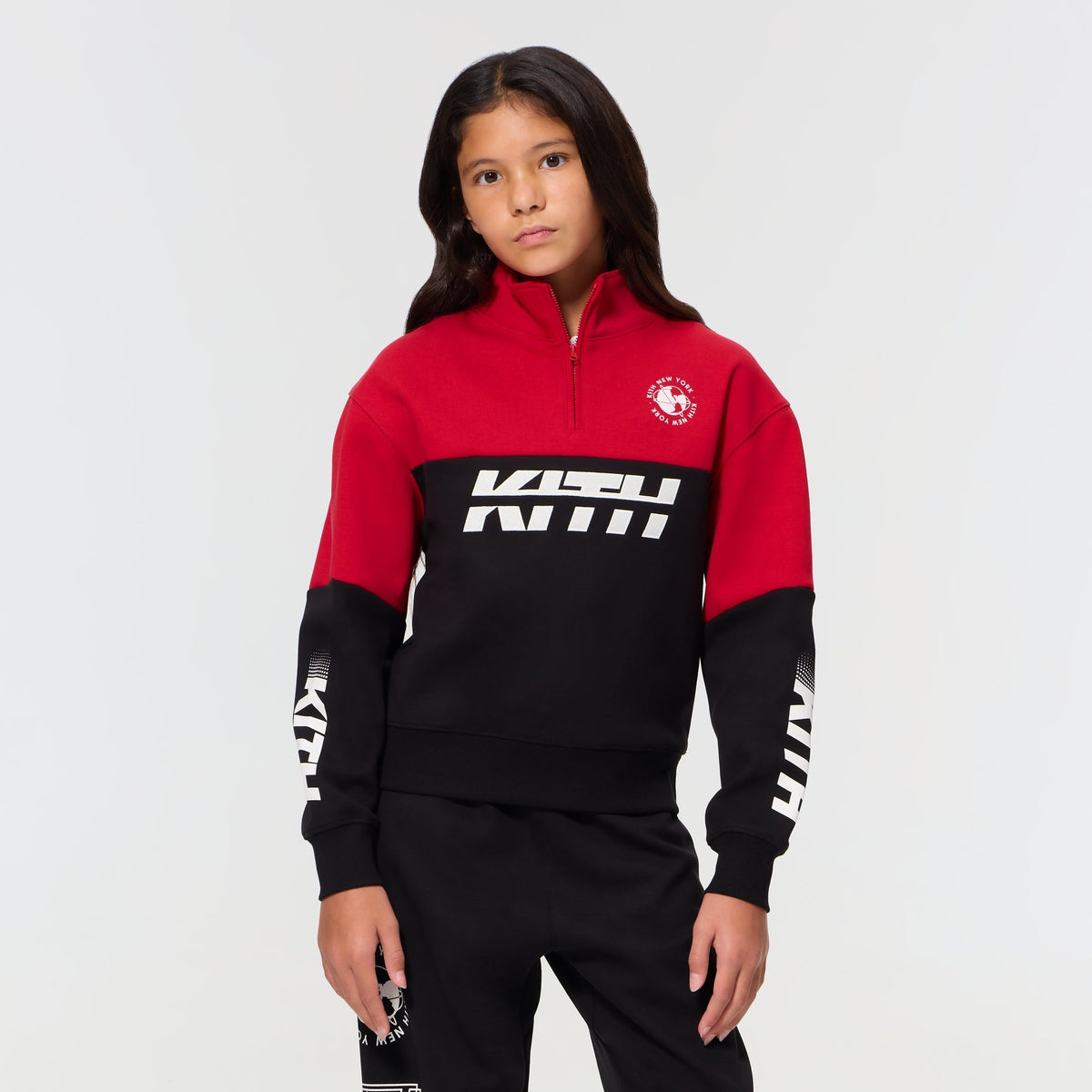 Kith Kids Logo Blocked Hunter Quarter Zip - Black - PH