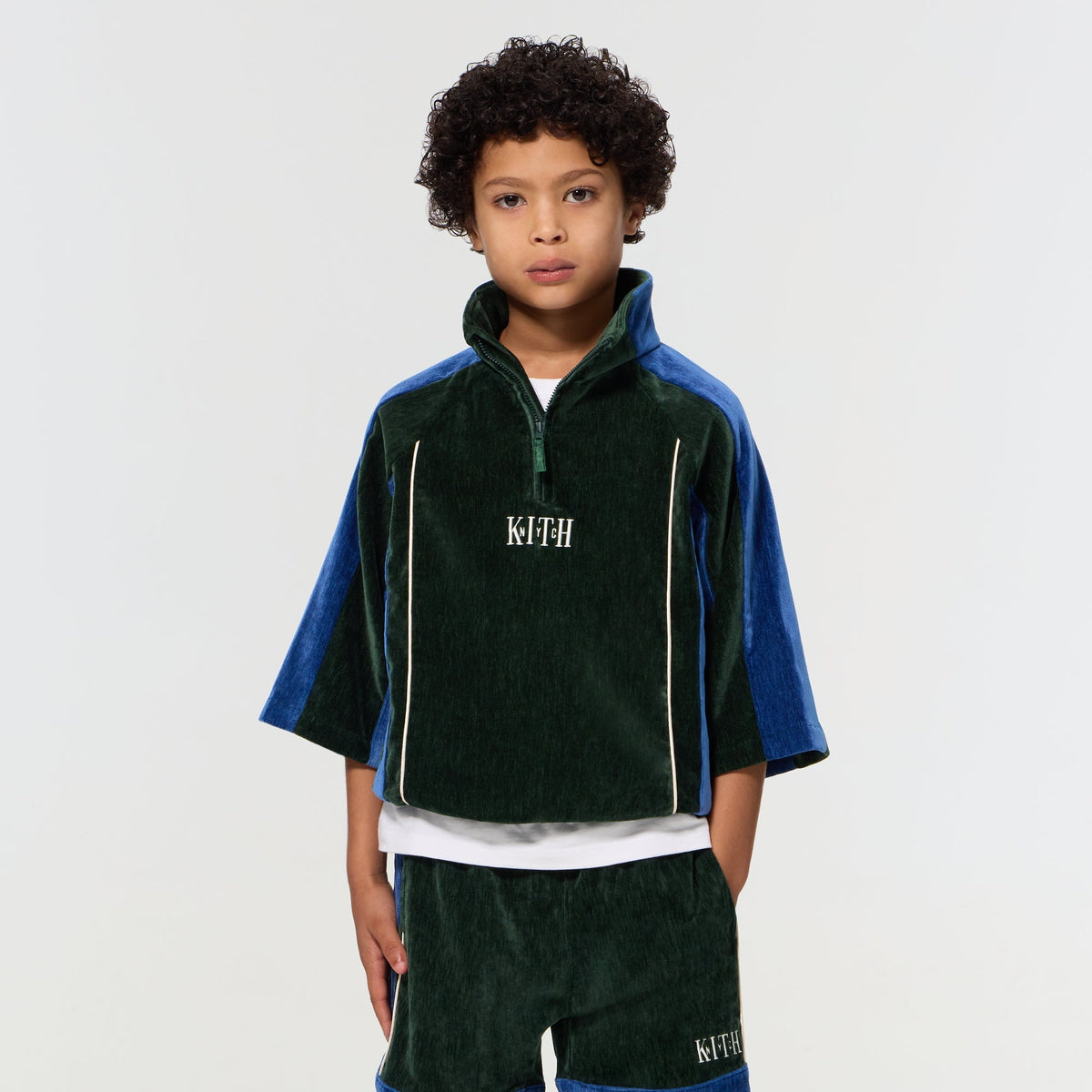 Kith Kids Velour Paneled Linden Quarter Zip - Stadium - PH