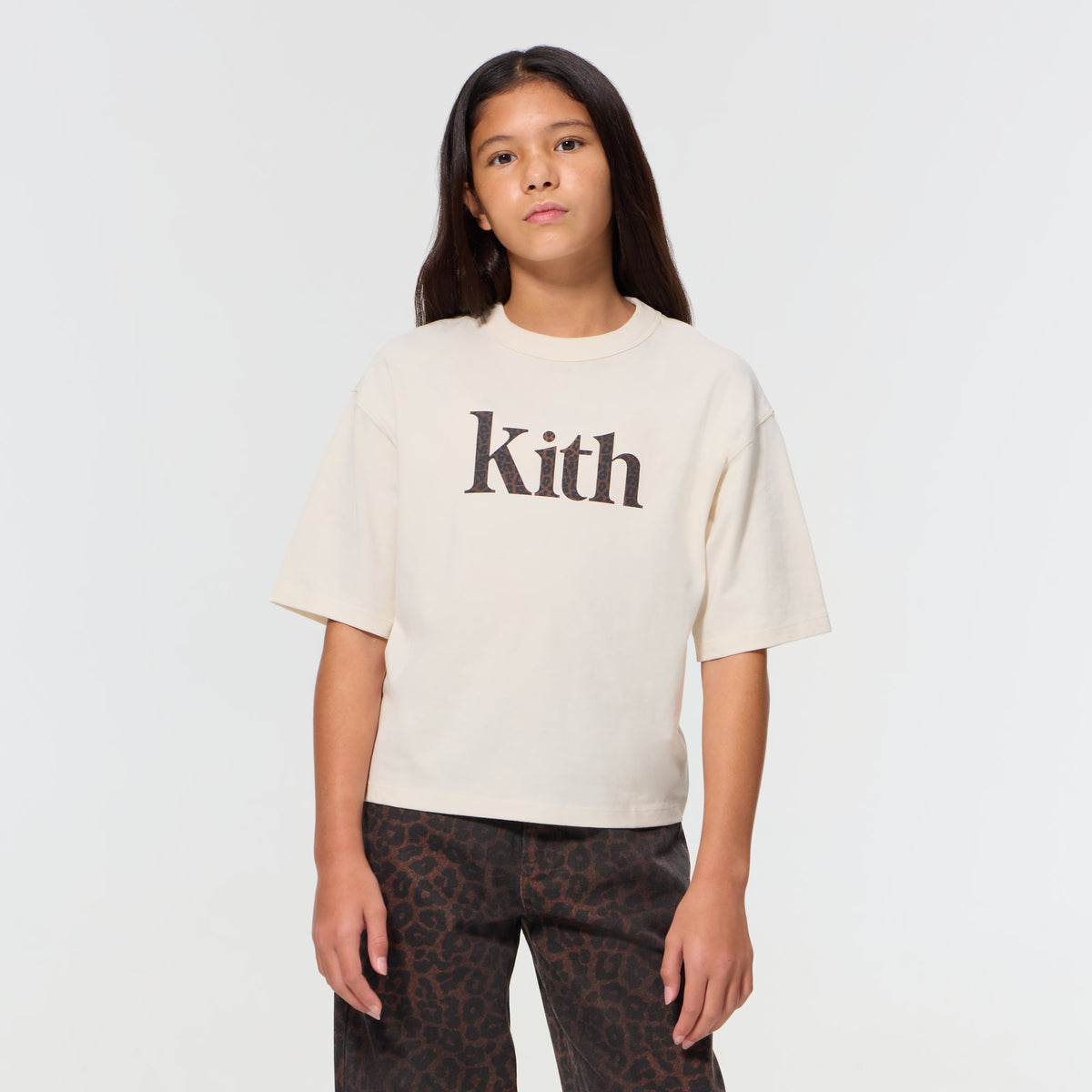 Kith Kids Leopard Serif Leonard Tee - Sandrift - PH