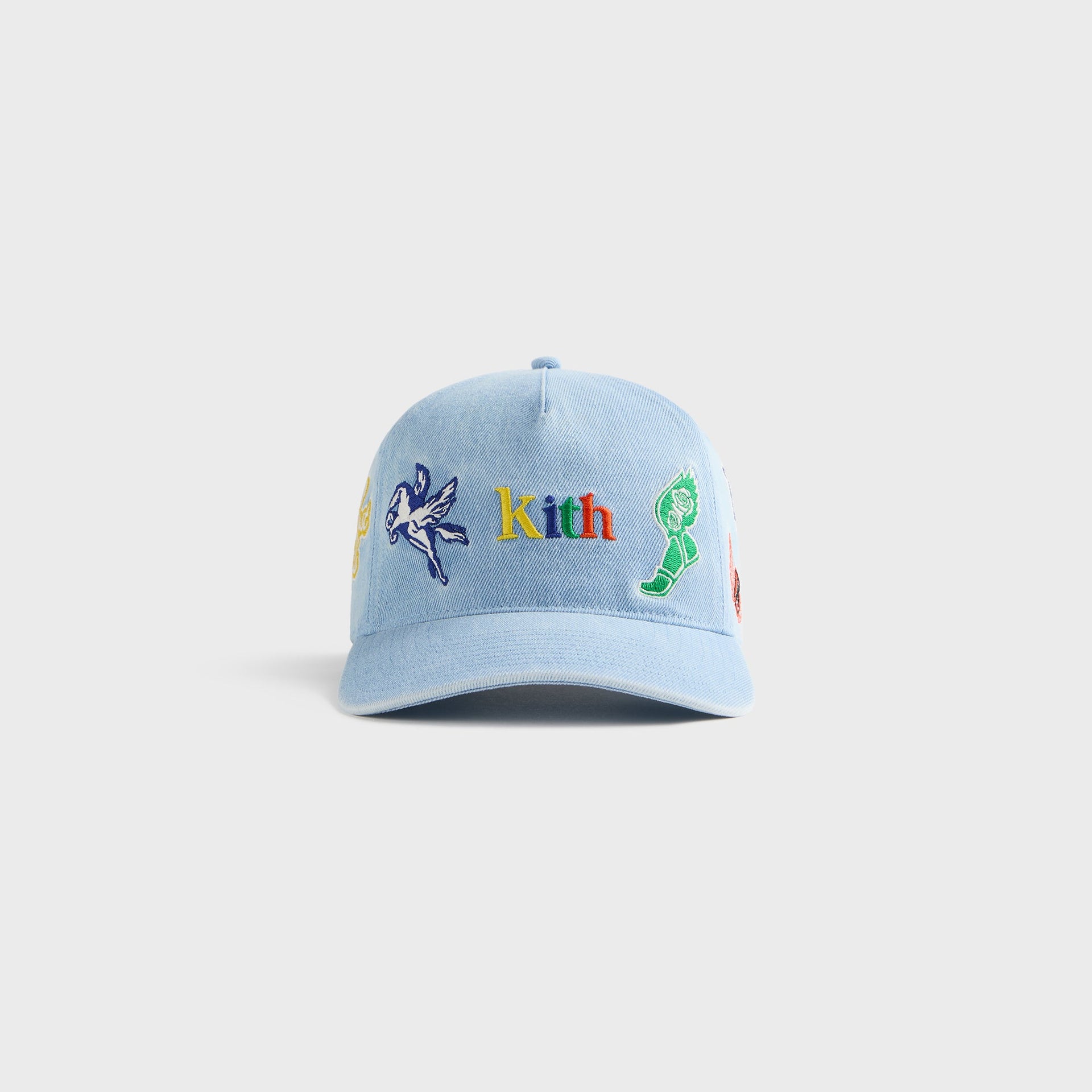 Kith Kids NY to the World Denim Pinch Crown Cap - Light Indigo