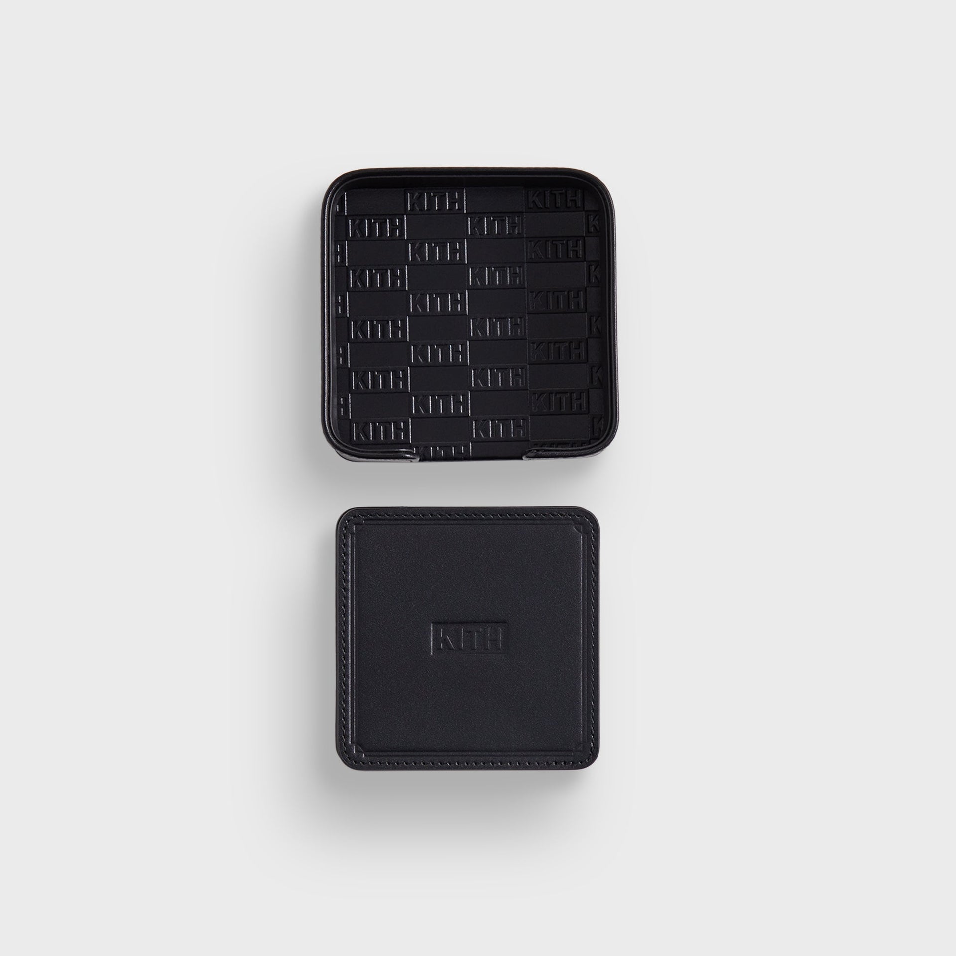 Kith Monogram Leather Coasters in Black