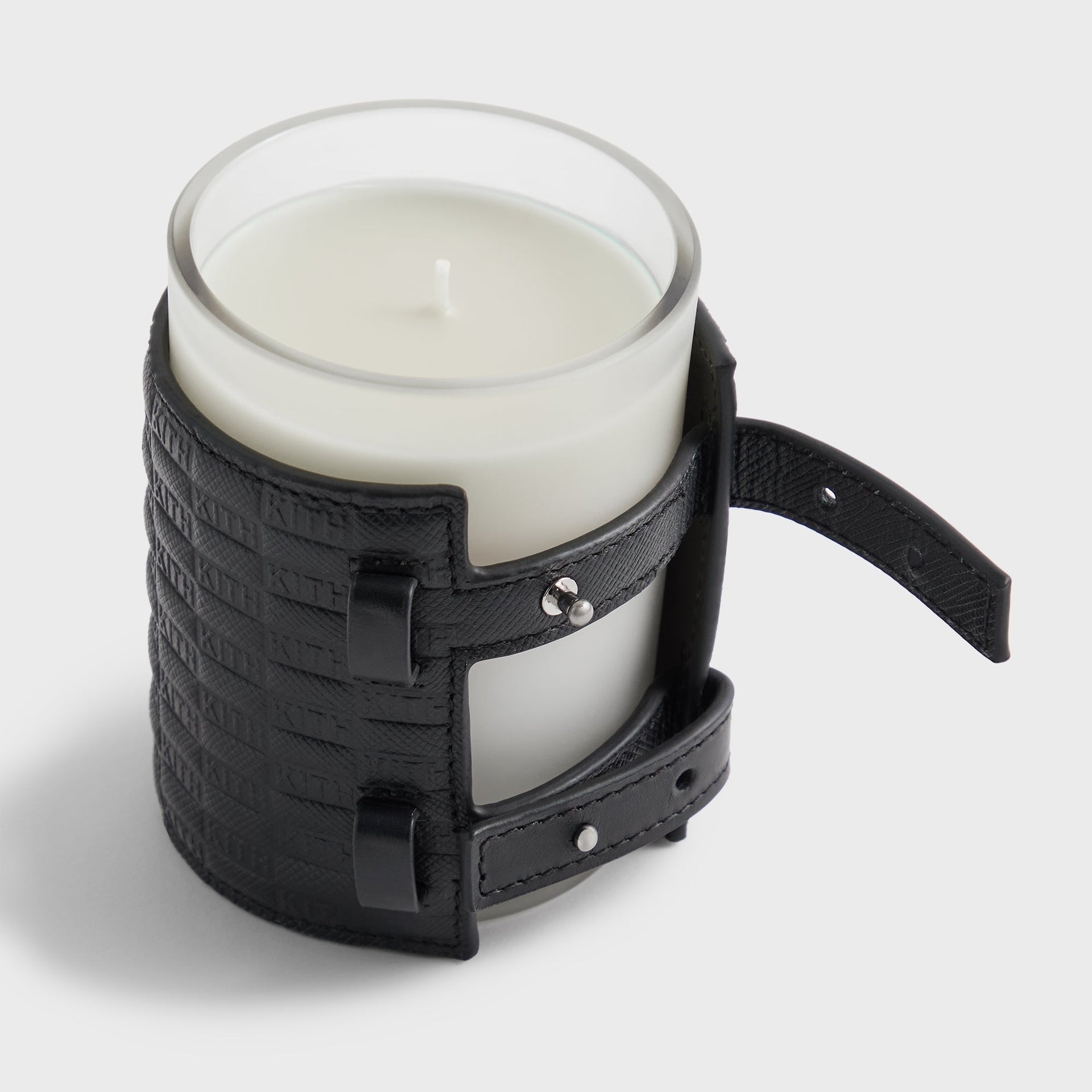 Kith Monogram Saffiano Leather Adjustable Candle Holder - Black