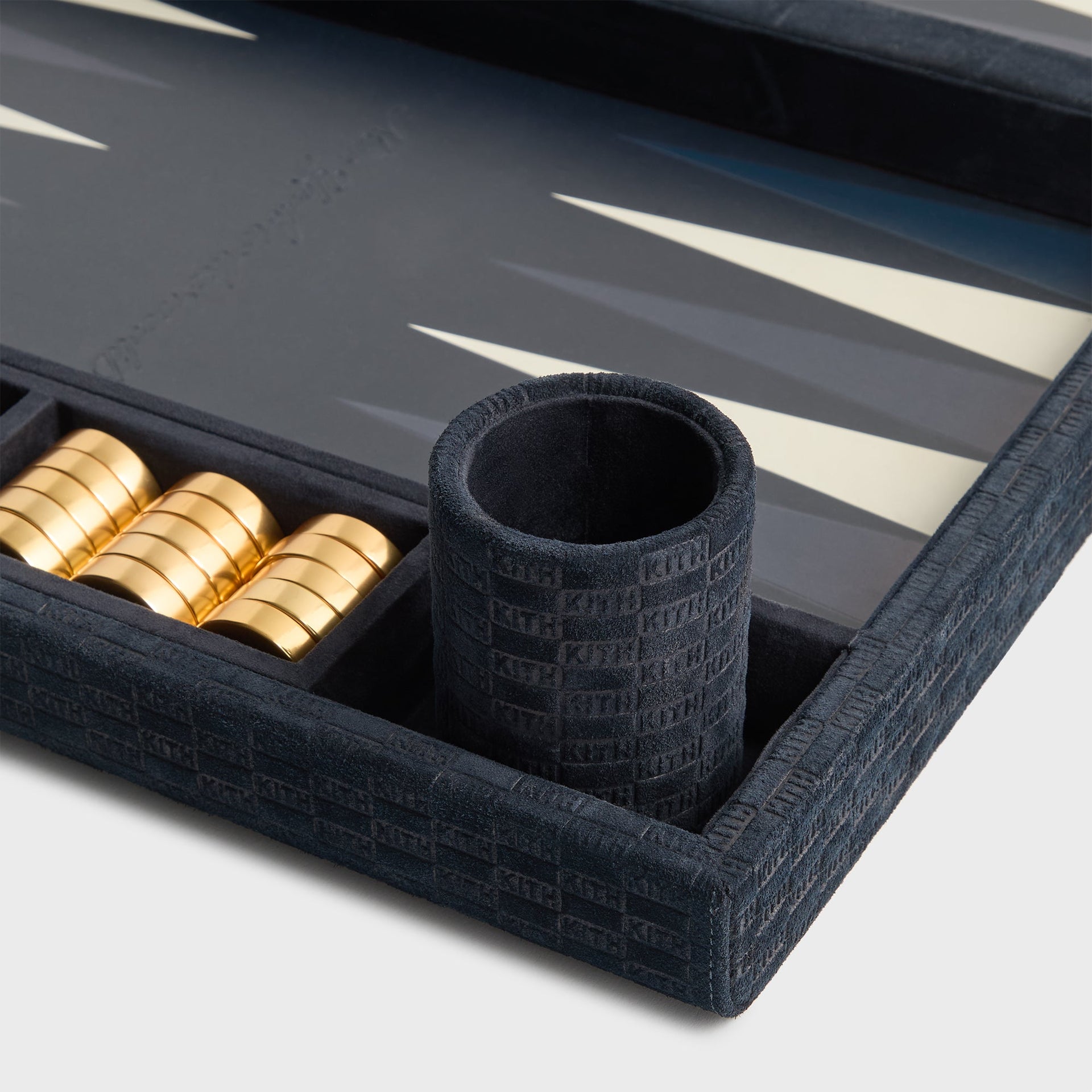 Kithmas Monogram Debossed Suede Backgammon Set - Ink