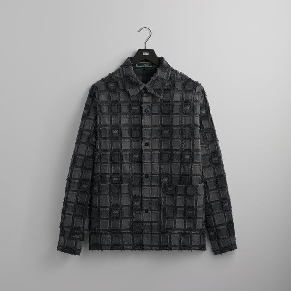 Kith Fils Coupe Check Long Sleeves Boxy Collared Overshirt - Black