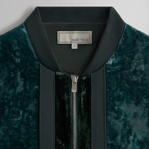 &Kin Crushed Velvet Silas Bomber Jacket - Algae