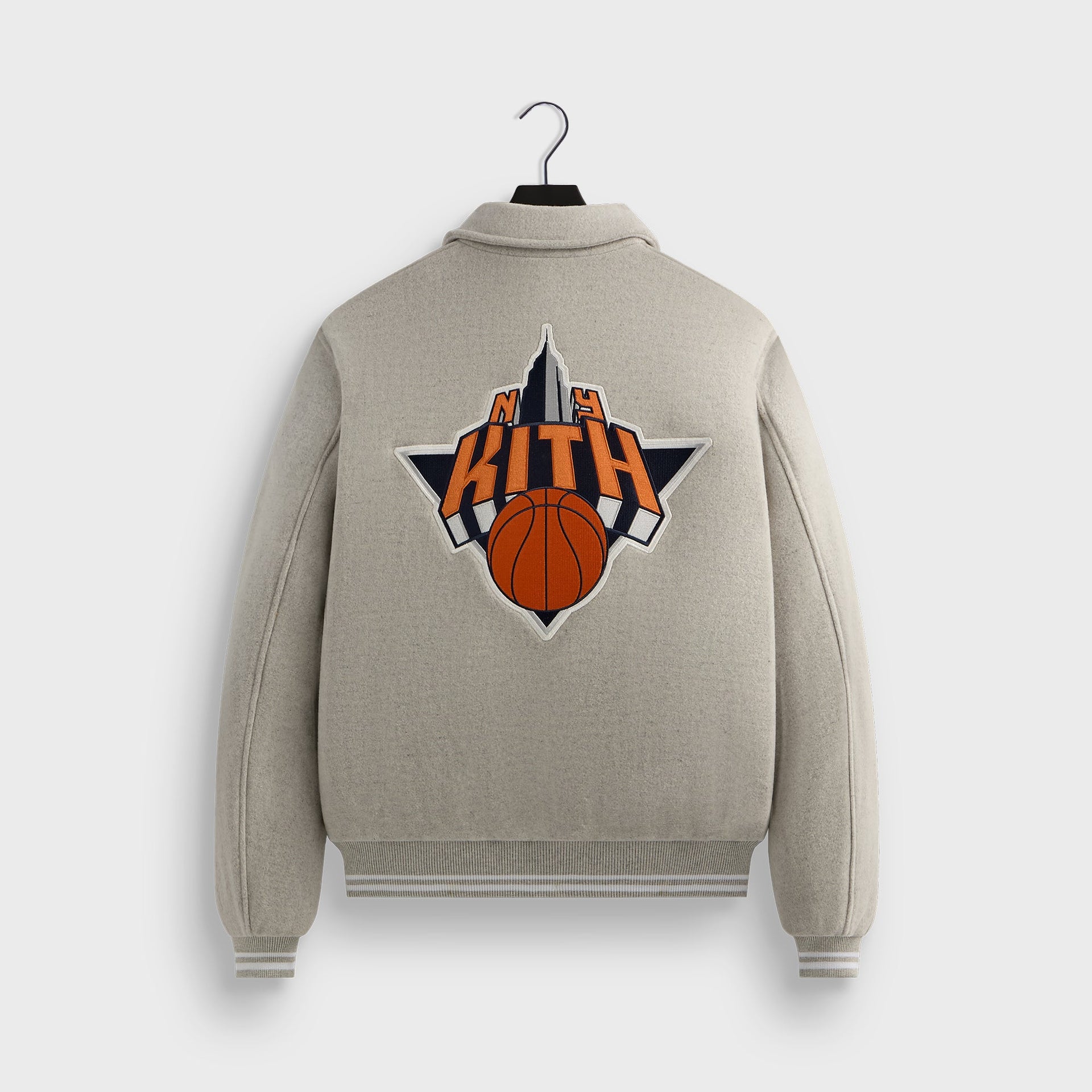Kith for the New York Knicks Empire Wool Coaches Jacket - Light Heather Grey