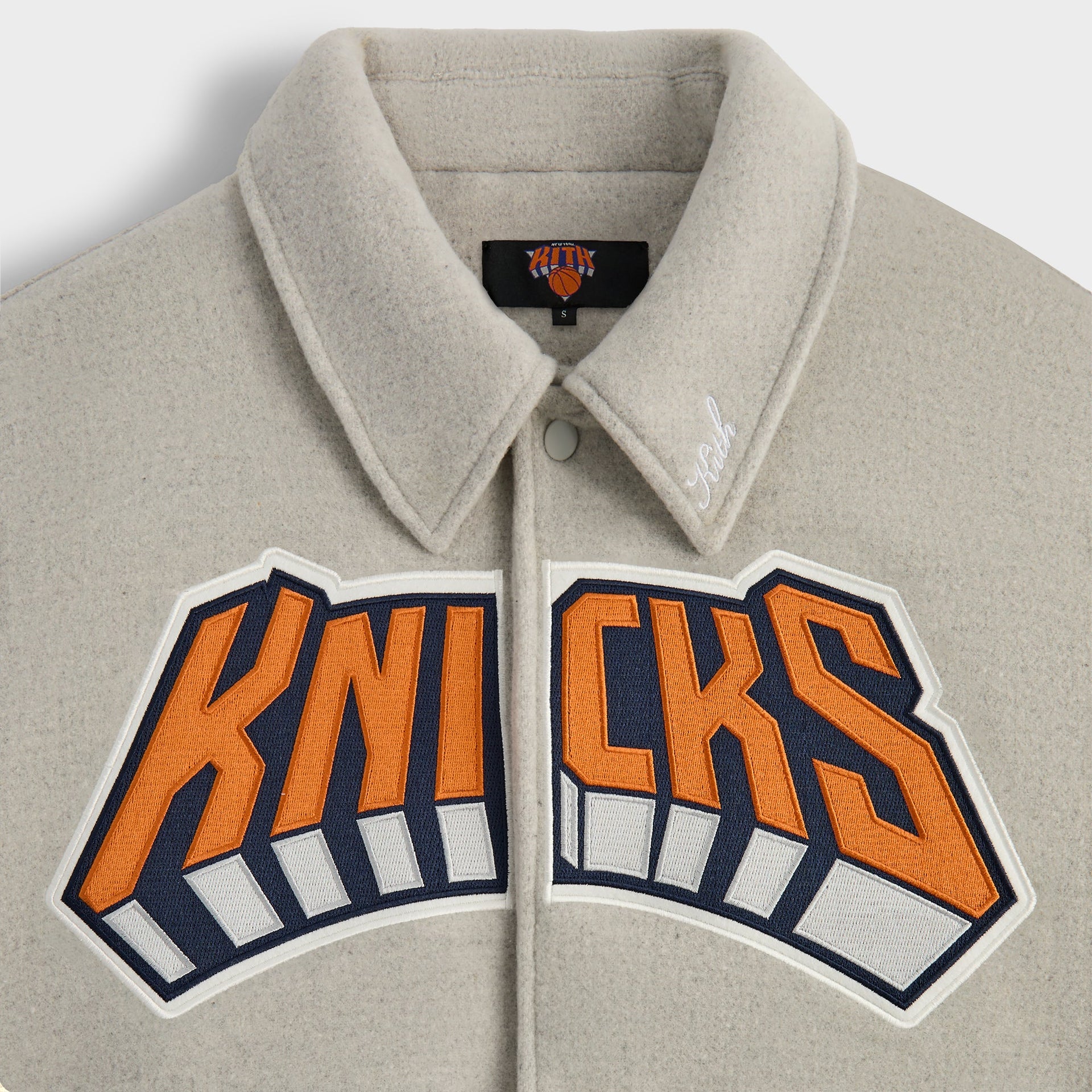 Kith for the New York Knicks Empire Wool Coaches Jacket - Light Heather Grey