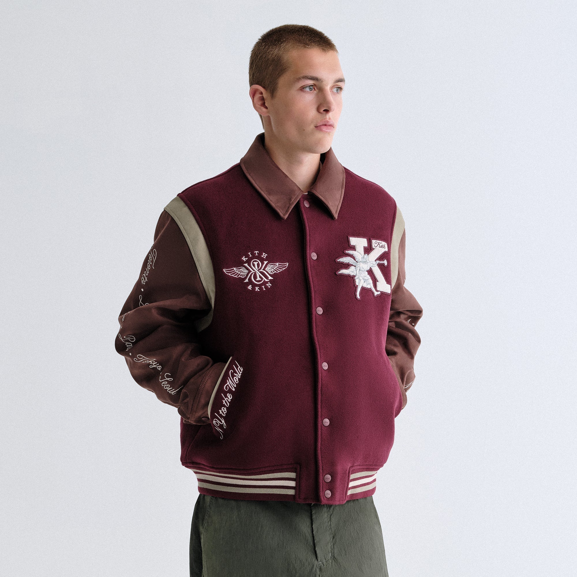 Kith Wool & Microsuede Varsity Jacket - Magma – Kith Europe