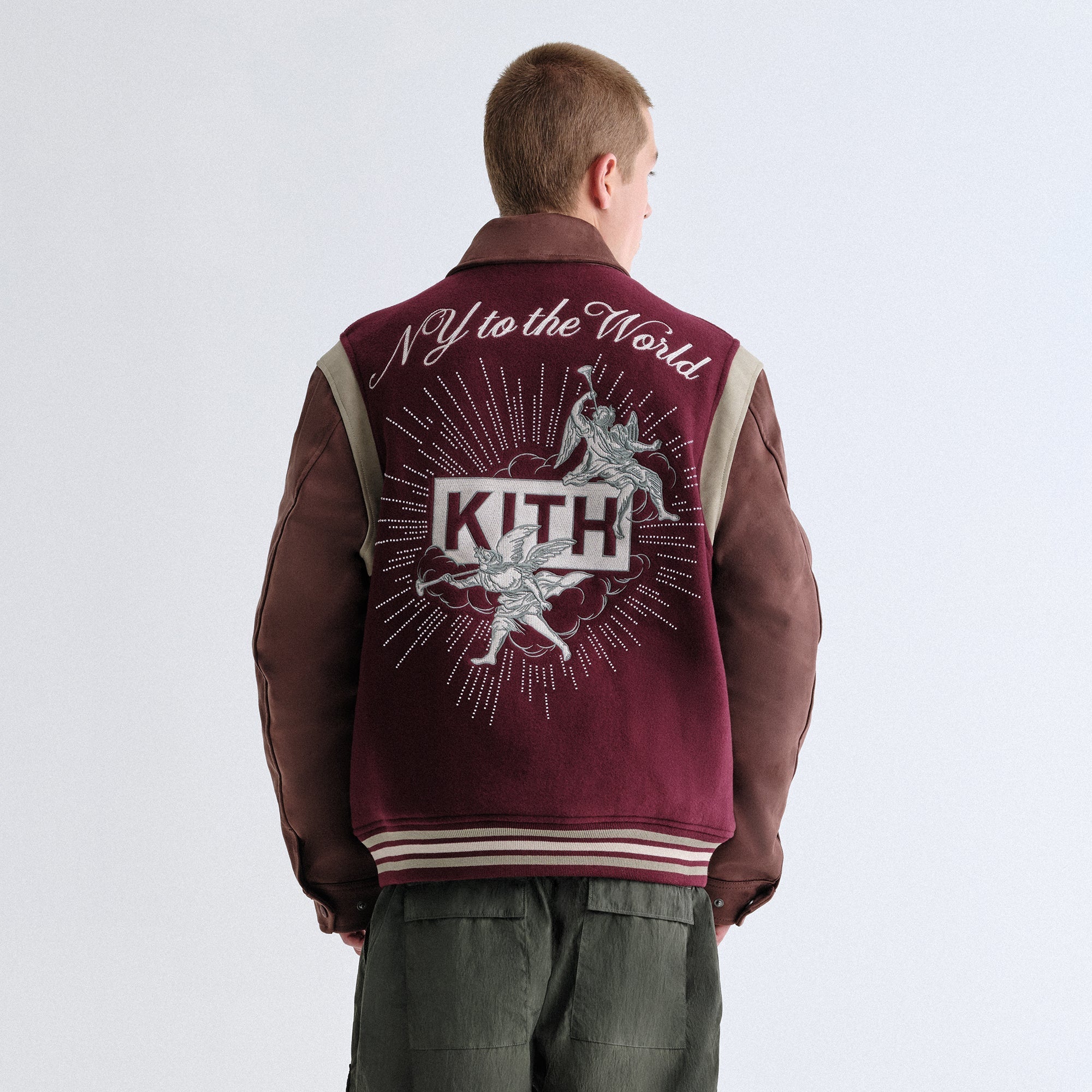 Kith Wool & Microsuede Varsity Jacket - Magma – Kith Europe