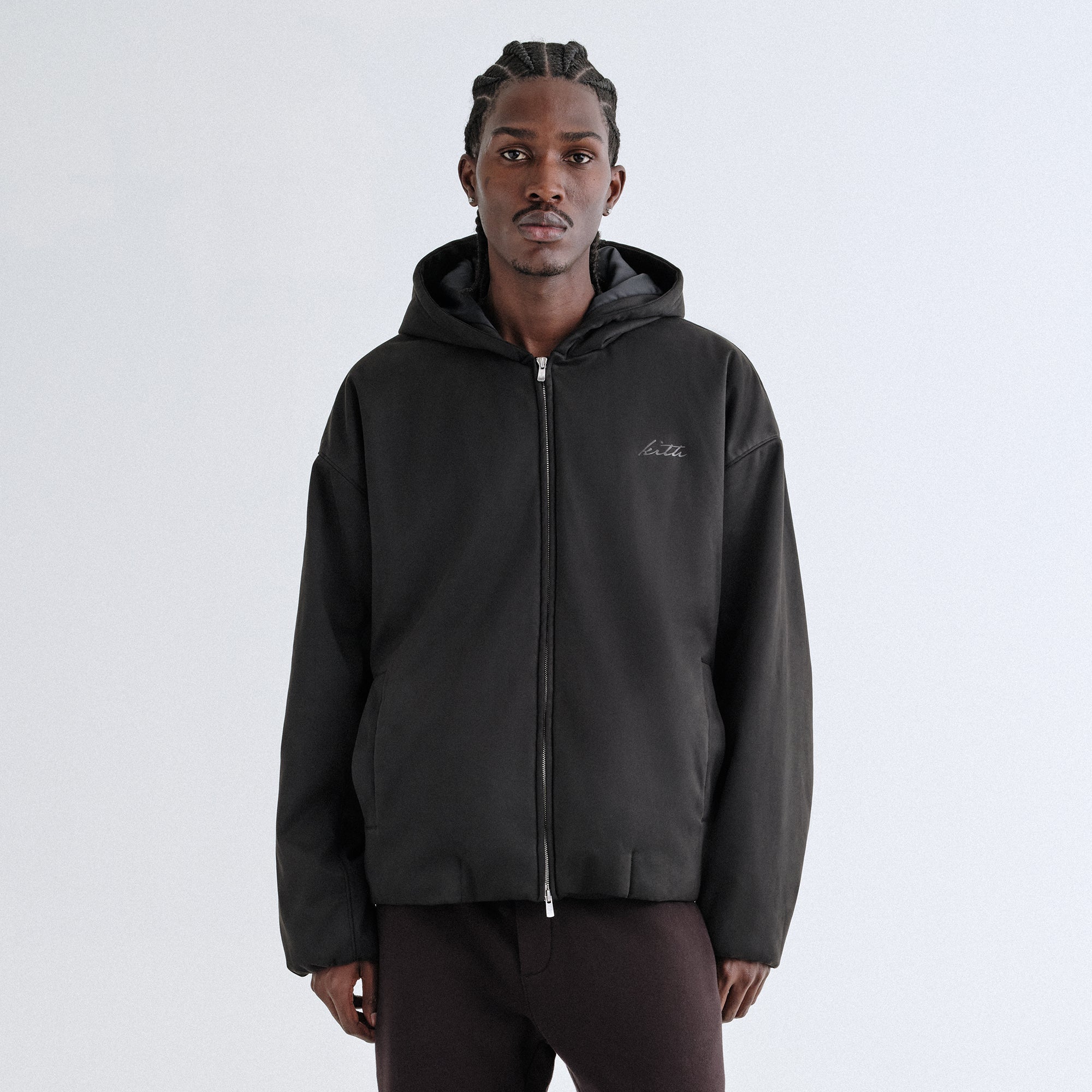 Kith Washed Microsuede Puffed Jaysen Hoodie - Black – Kith Europe