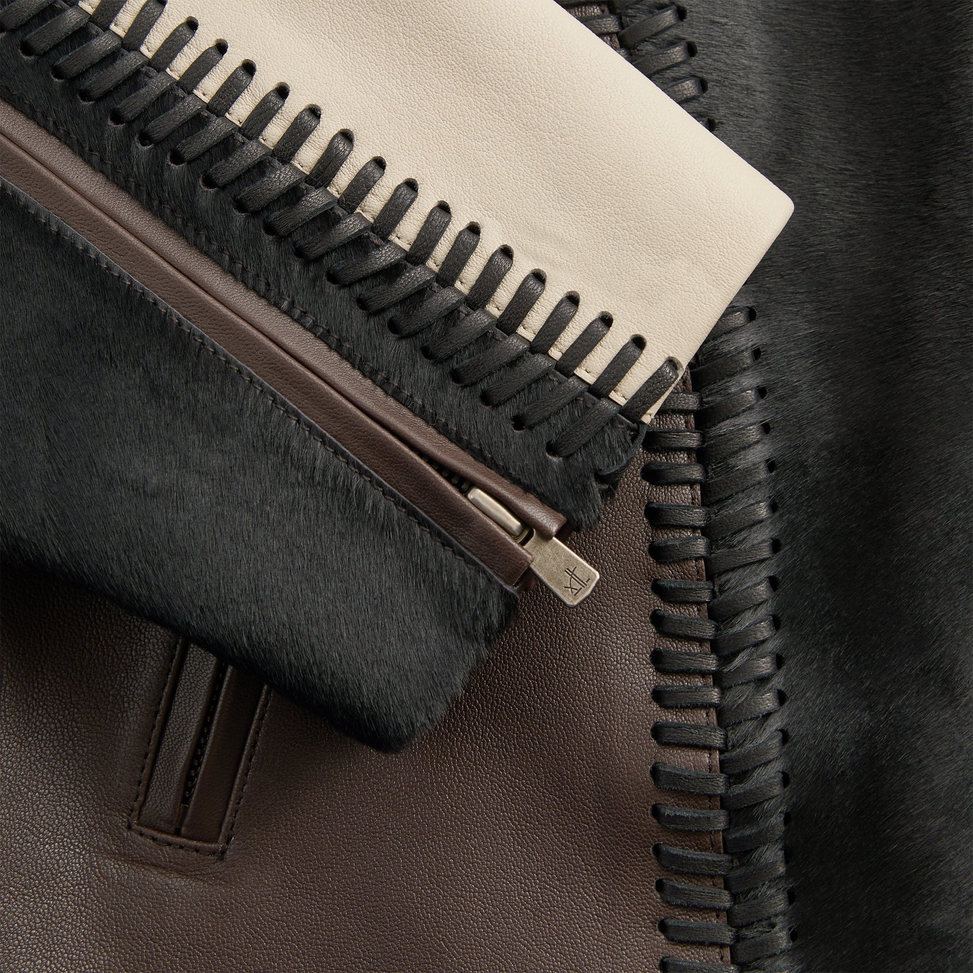 &Kin Combo Leather Avari Moto Jacket - Hickory