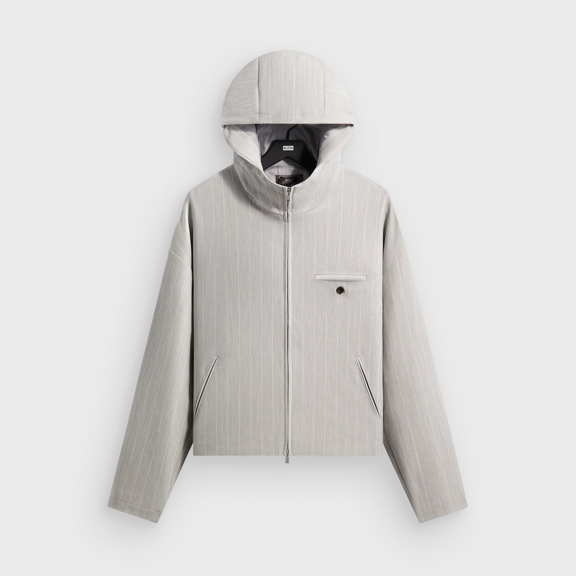 Kith Pinstripe Matteo Zip Up Hoodie - Light Heather Grey - PH