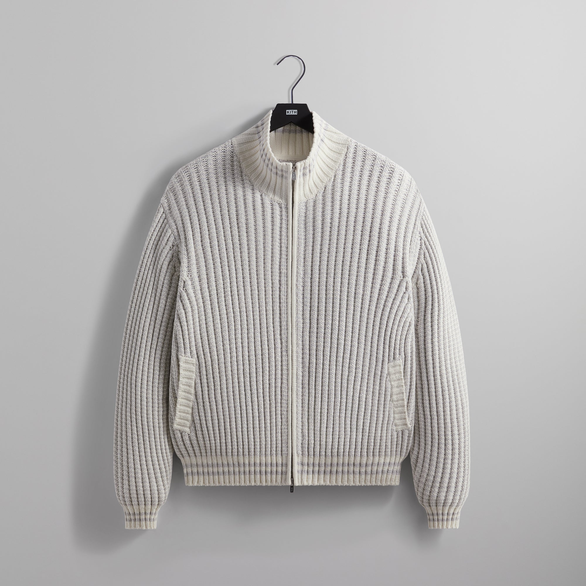 Kith Wyona Open Knit Full Zip Sweater - Light Heather Grey – Kith 