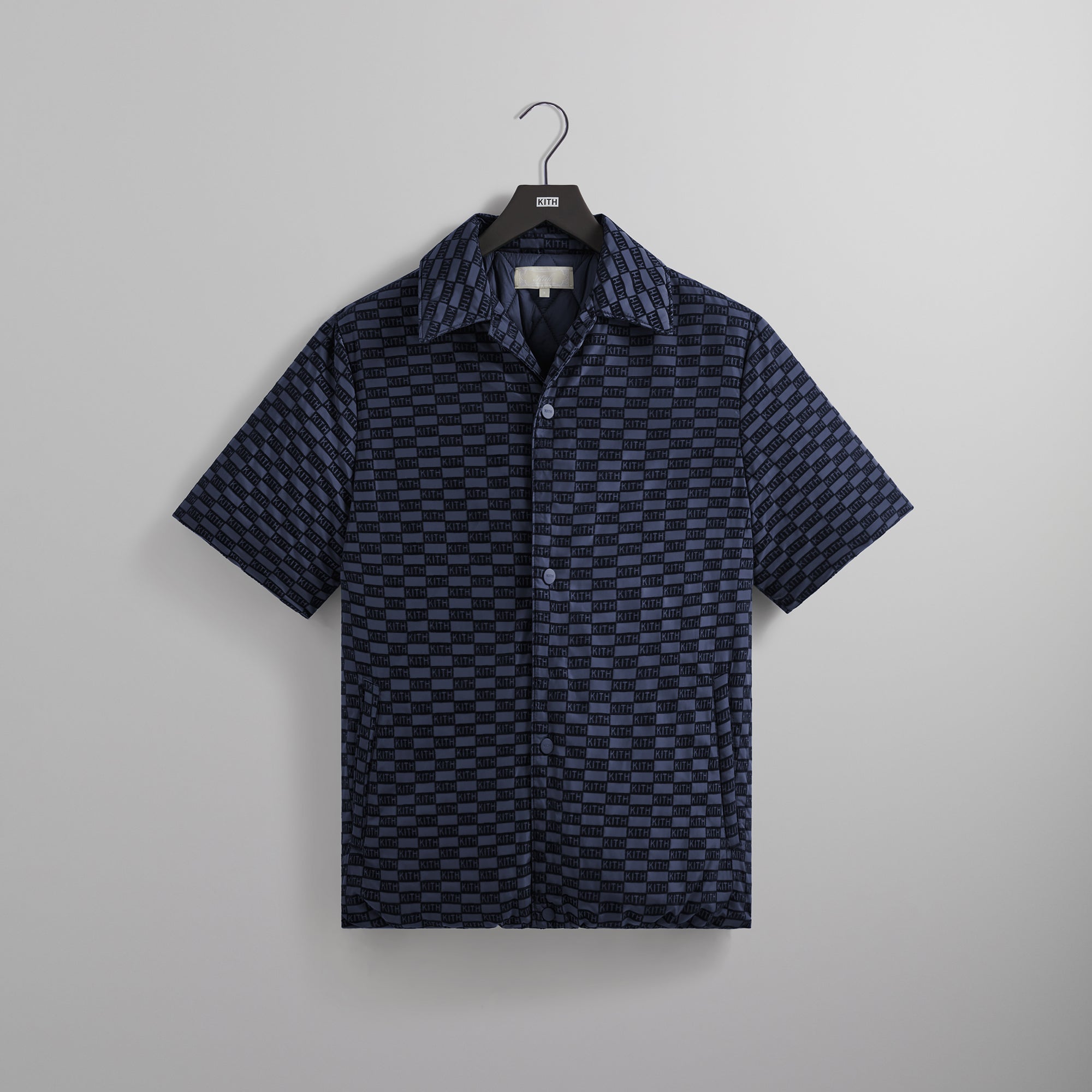 Kith Flocked Monogram Puffed Devon Shirt - Nocturnal – Kith Europe