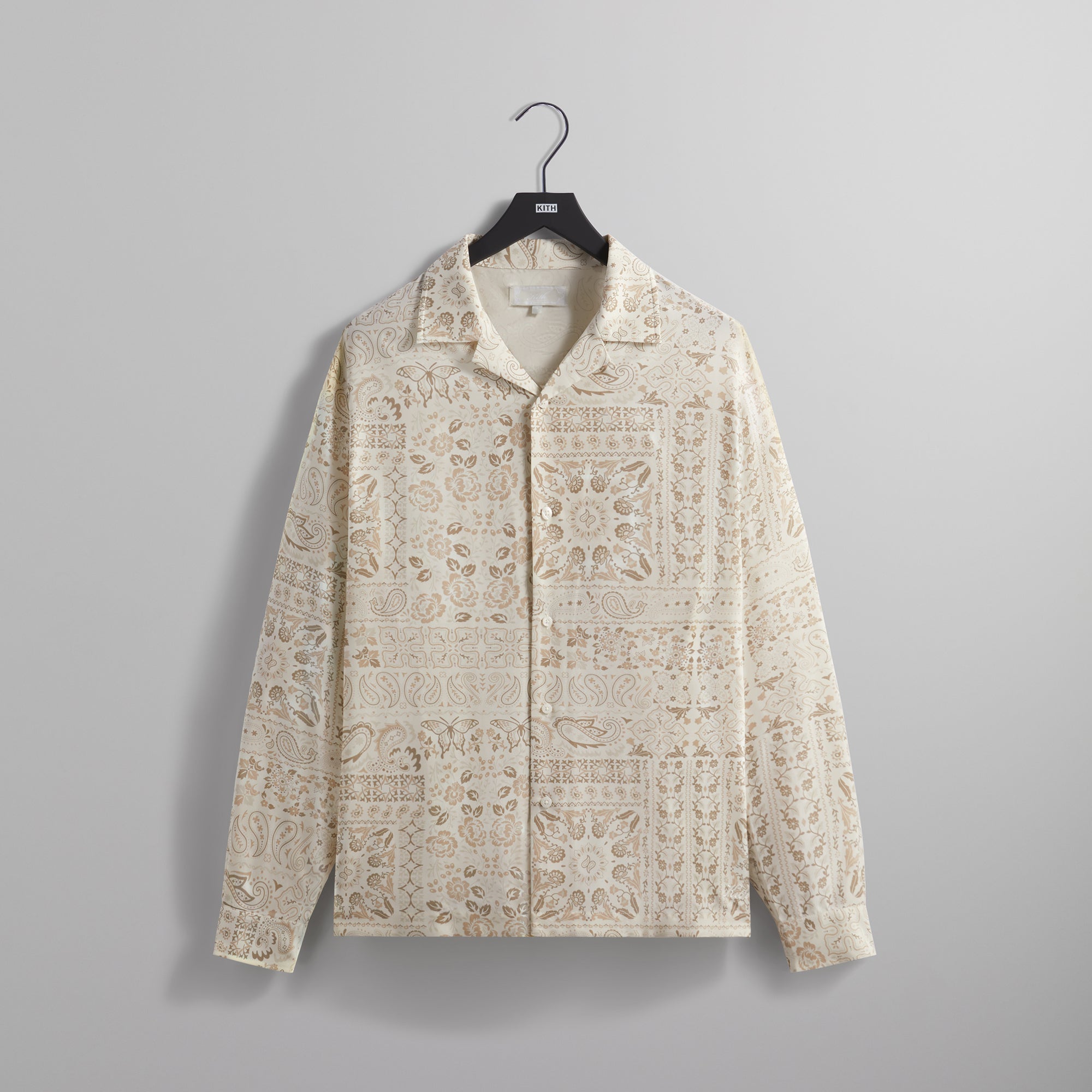 Kith Silk Lyocell Long Sleeve Thompson Camp Collar Shirt - Canvas 