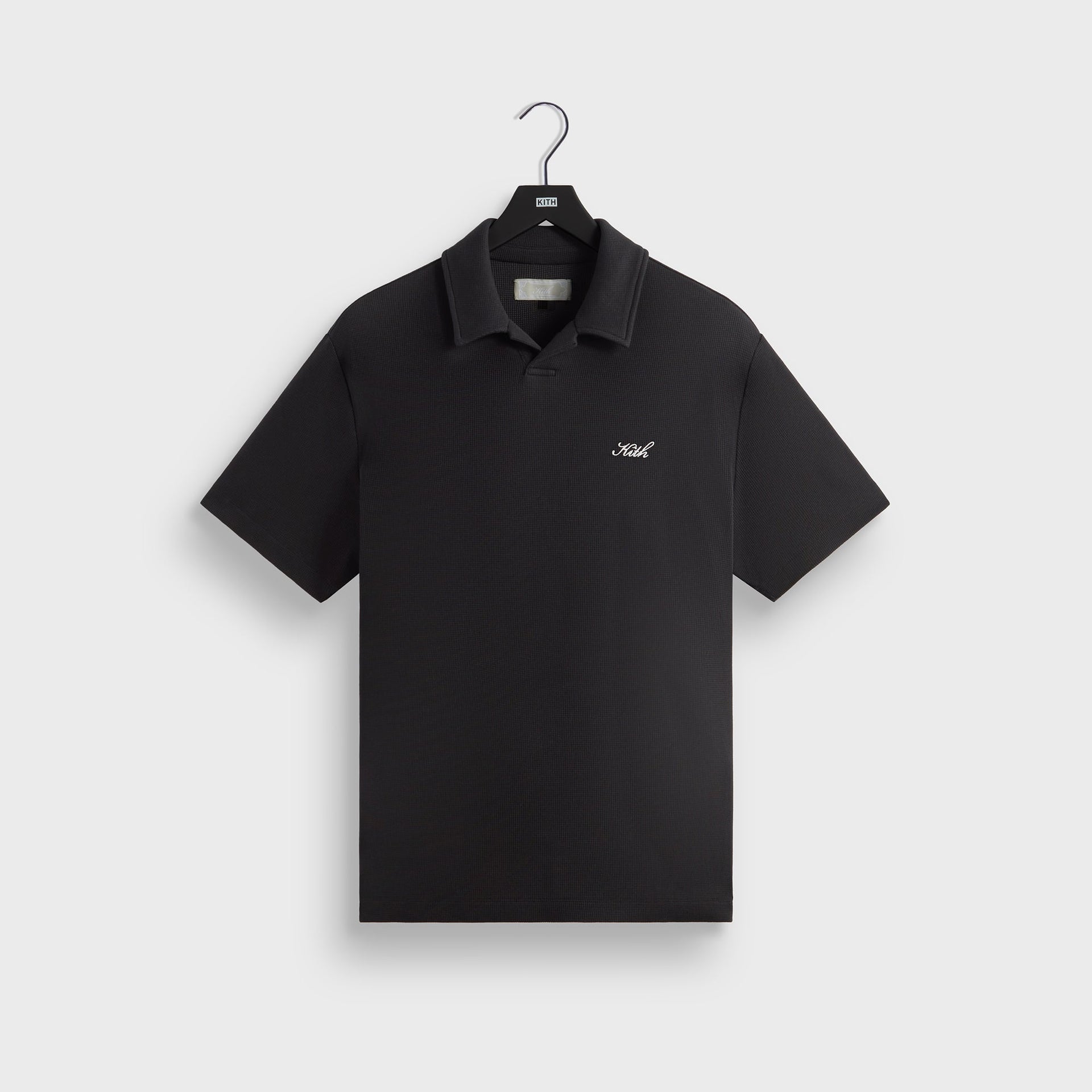 Kith Micro Waffle Drew Polo in Black