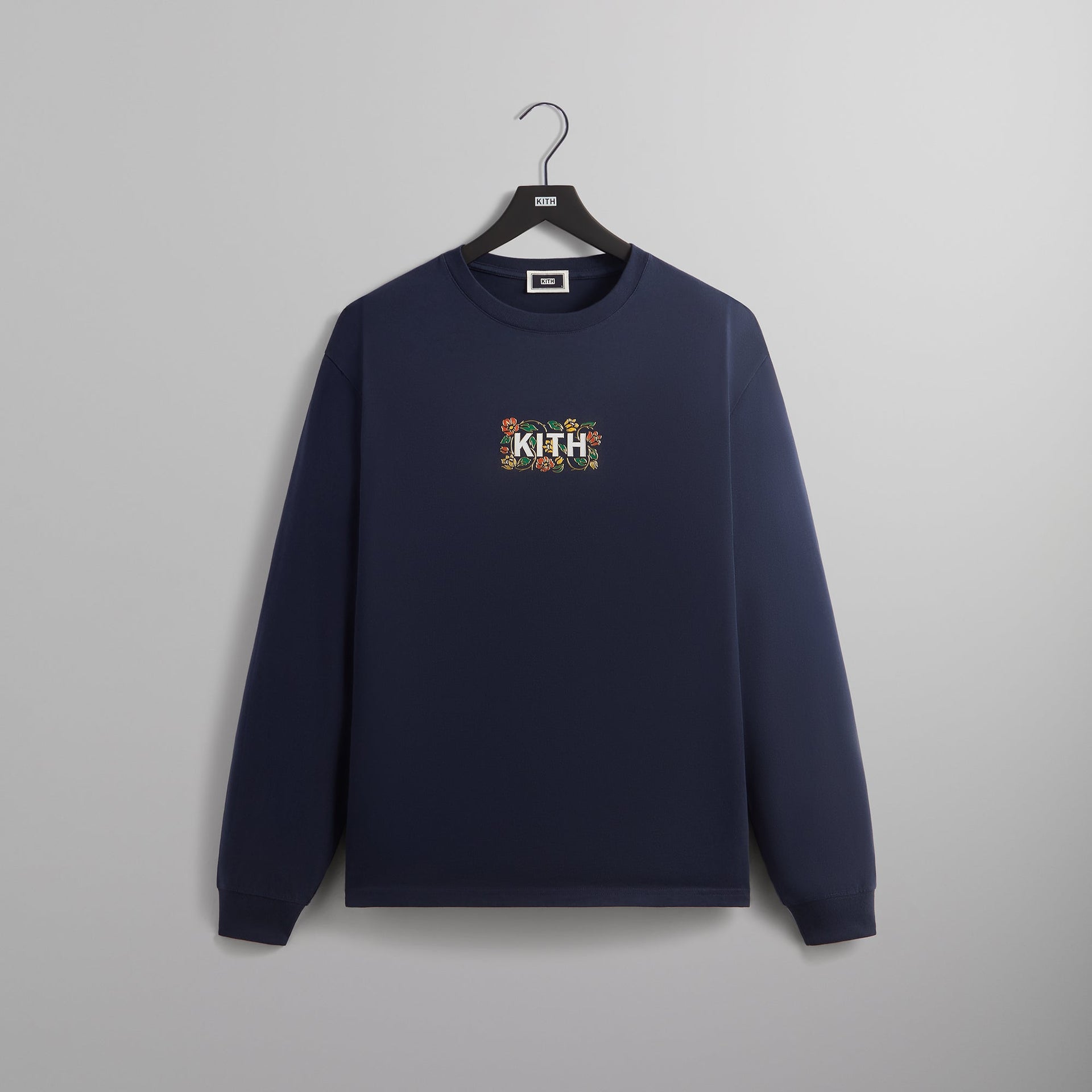 Kith Floral Classic Logo Long Sleeve Tee - Nocturnal