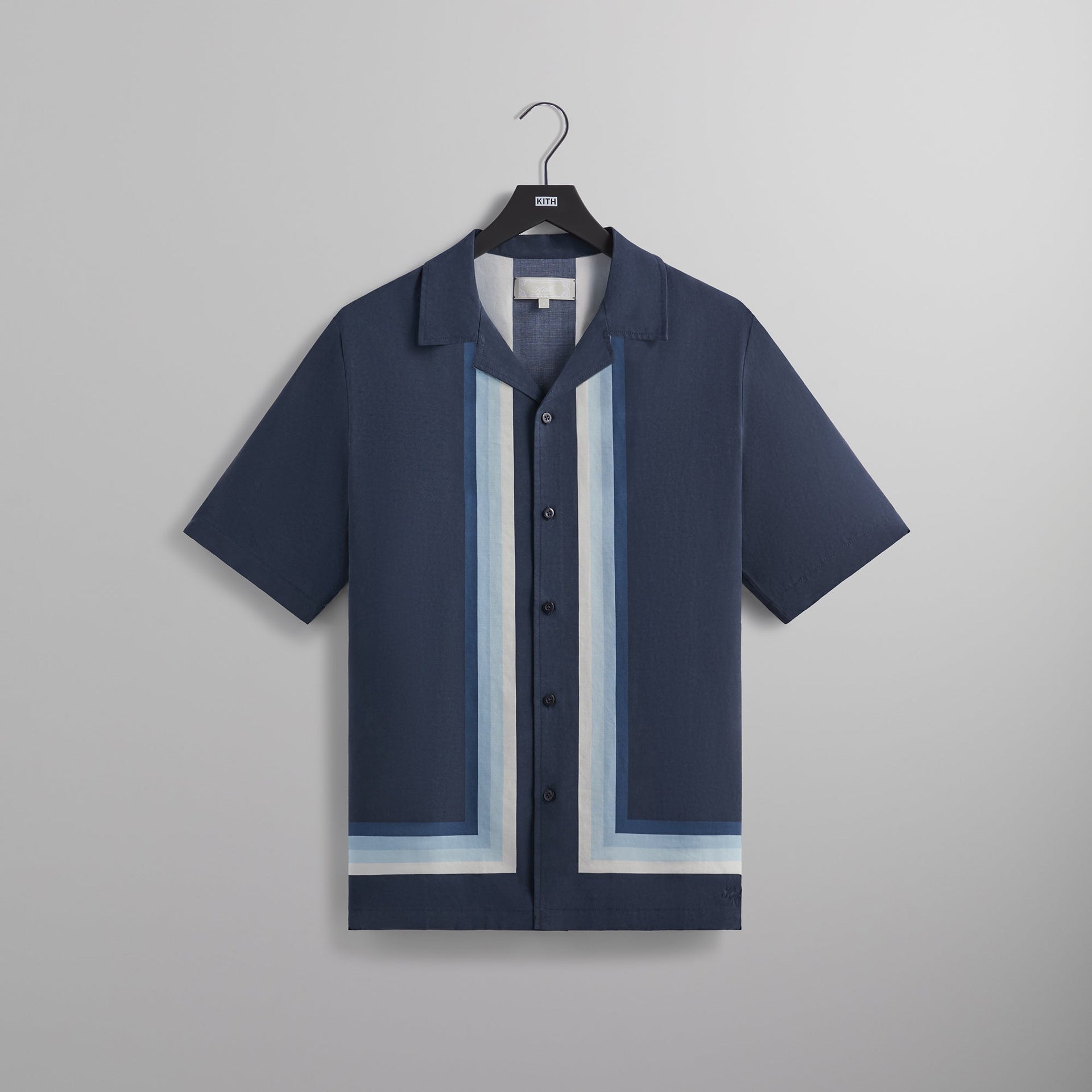 Kith Border Stripe Thompson Camp Collar Shirt - Nocturnal