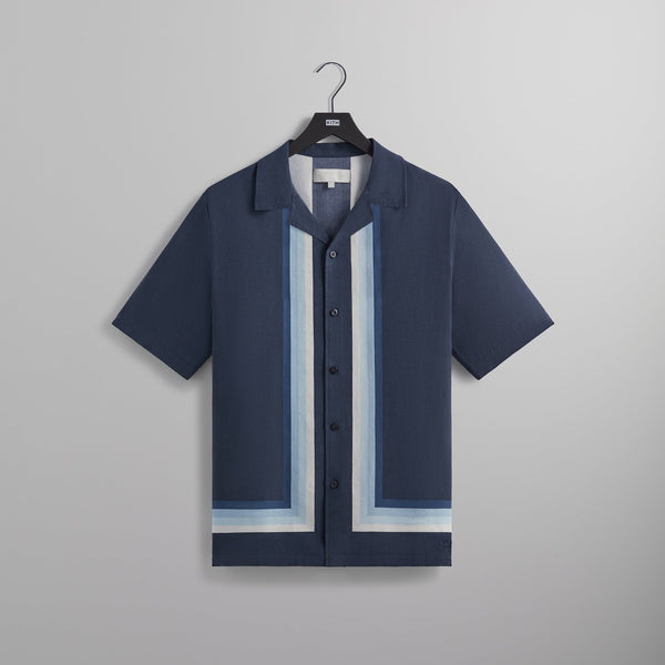 Kith Border Stripe Thompson Camp Collar Shirt Nocturnal Kith Europe