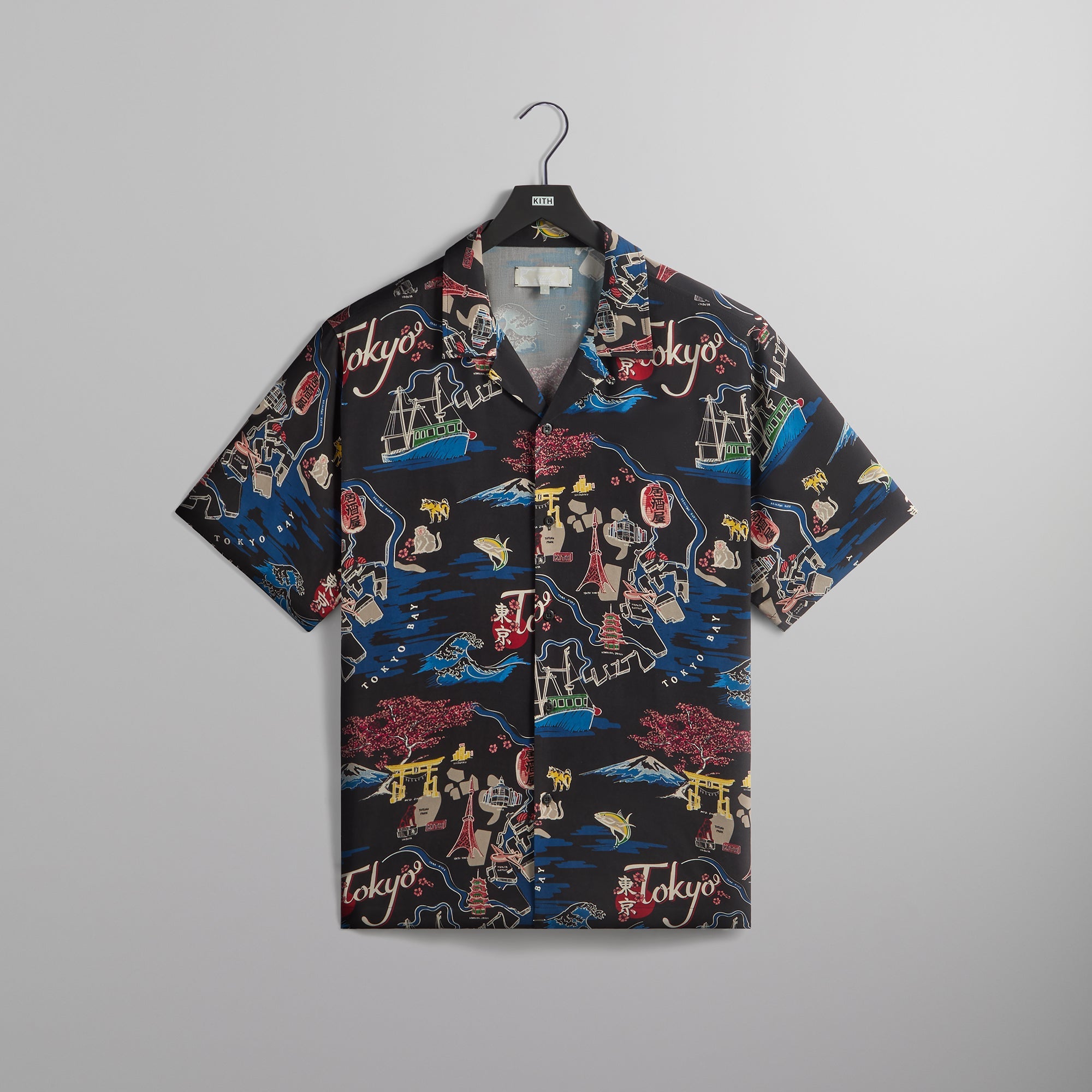 Kith Tokyo Thompson Camp Collar Shirt - Black – Kith Europe