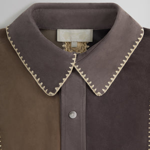 Kith Suede Combo Boxy Collared Overshirt - Hematite PH