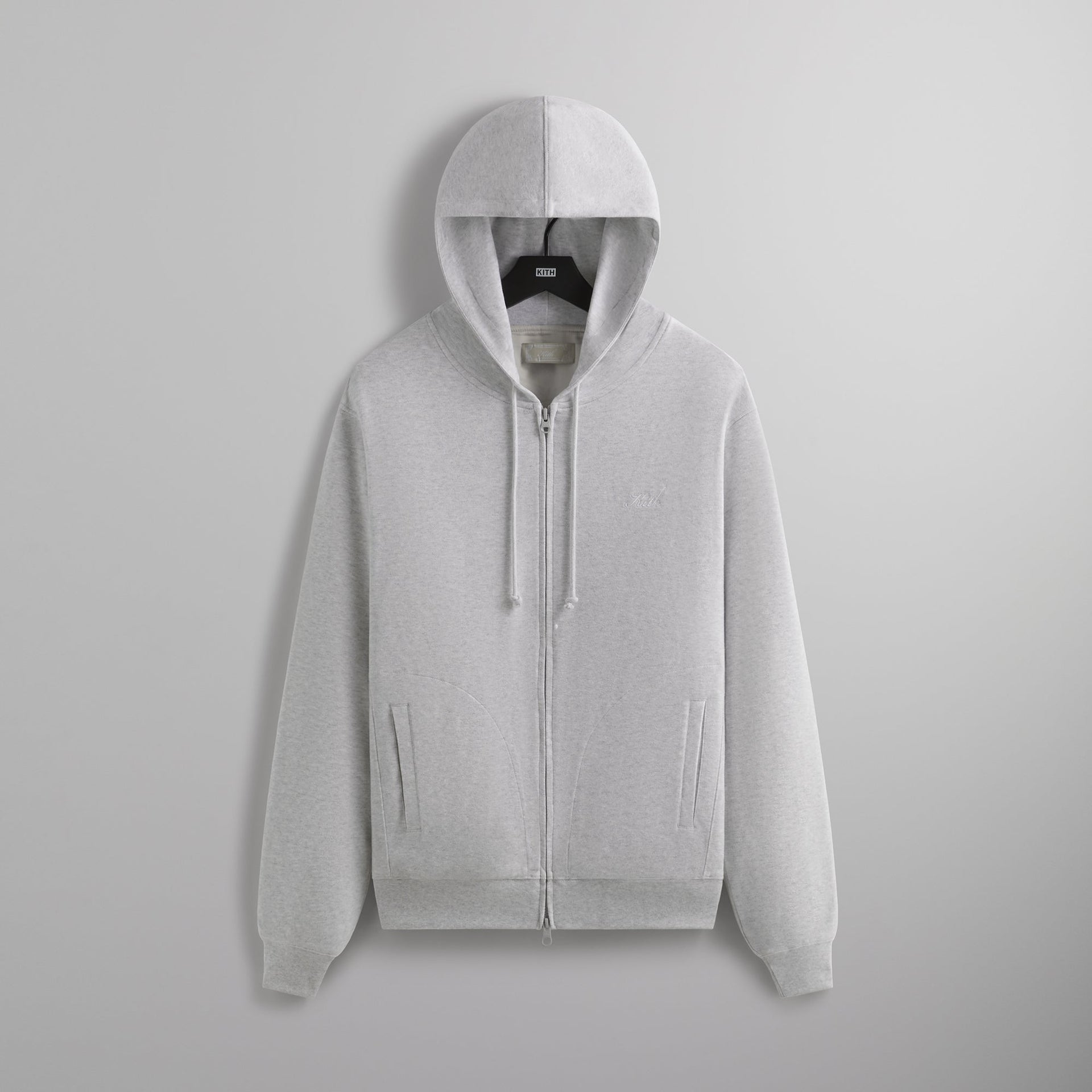 Kith Interlock Williams V Full Zip Hoodie - Light Heather Grey