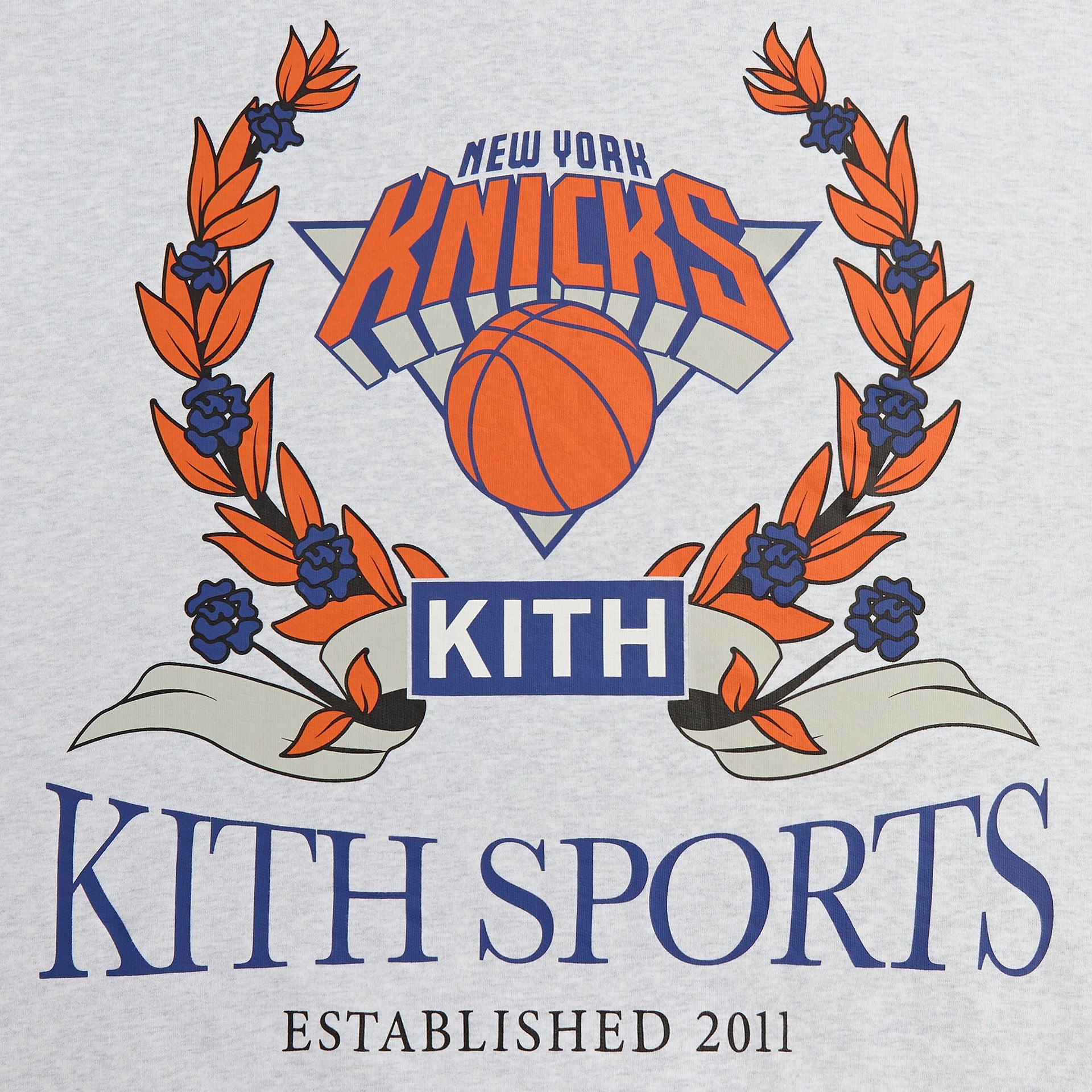 Kith for the New York Knicks Laurel Vintage Nelson Crewneck - Light Heather Grey