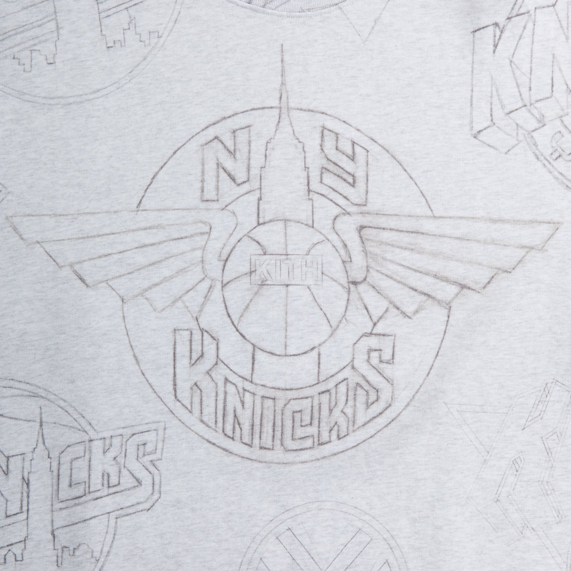 Kith for the New York Knicks Sketched Vintage Nelson Crewneck - Light Heather Grey