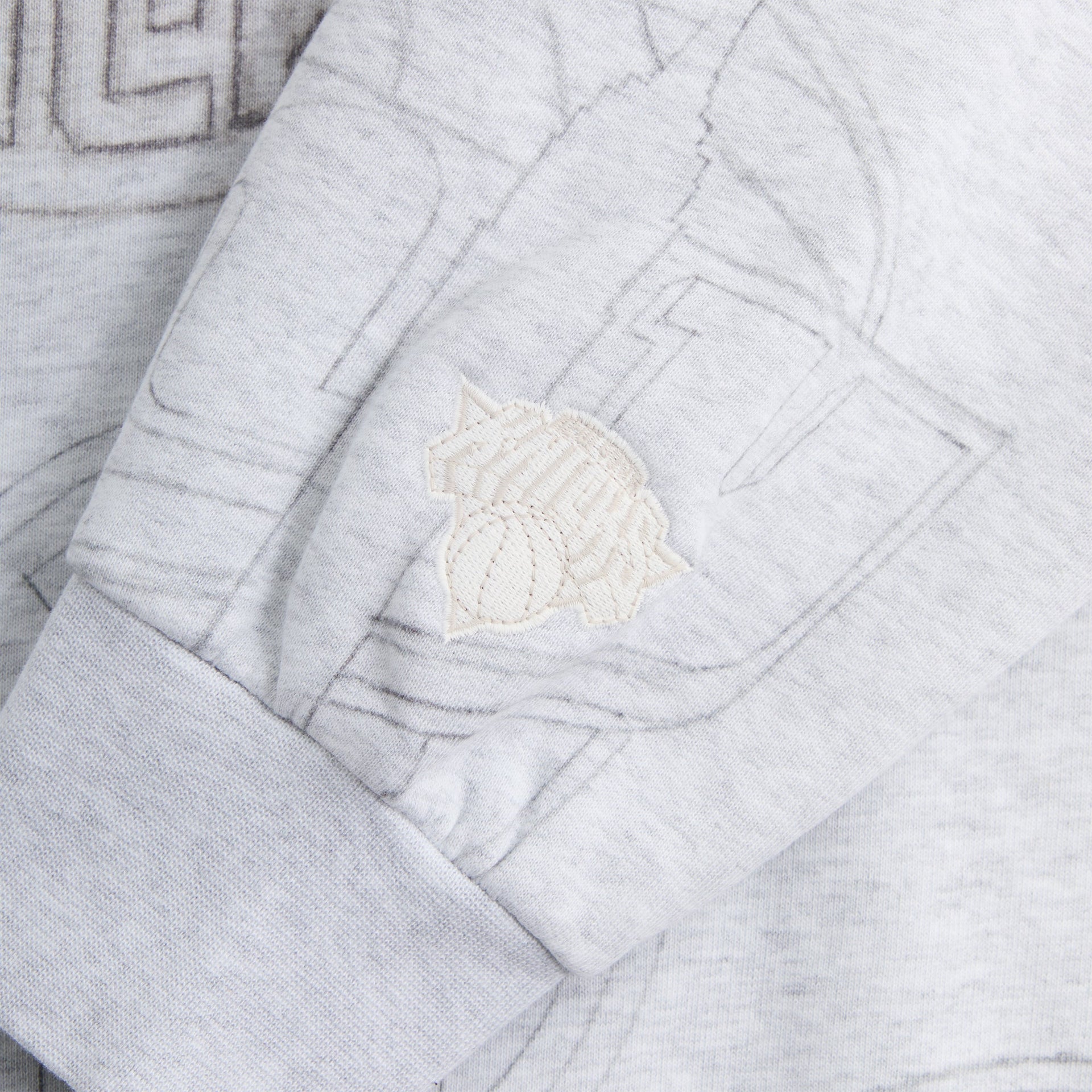 Kith for the New York Knicks Sketched Vintage Nelson Crewneck - Light Heather Grey