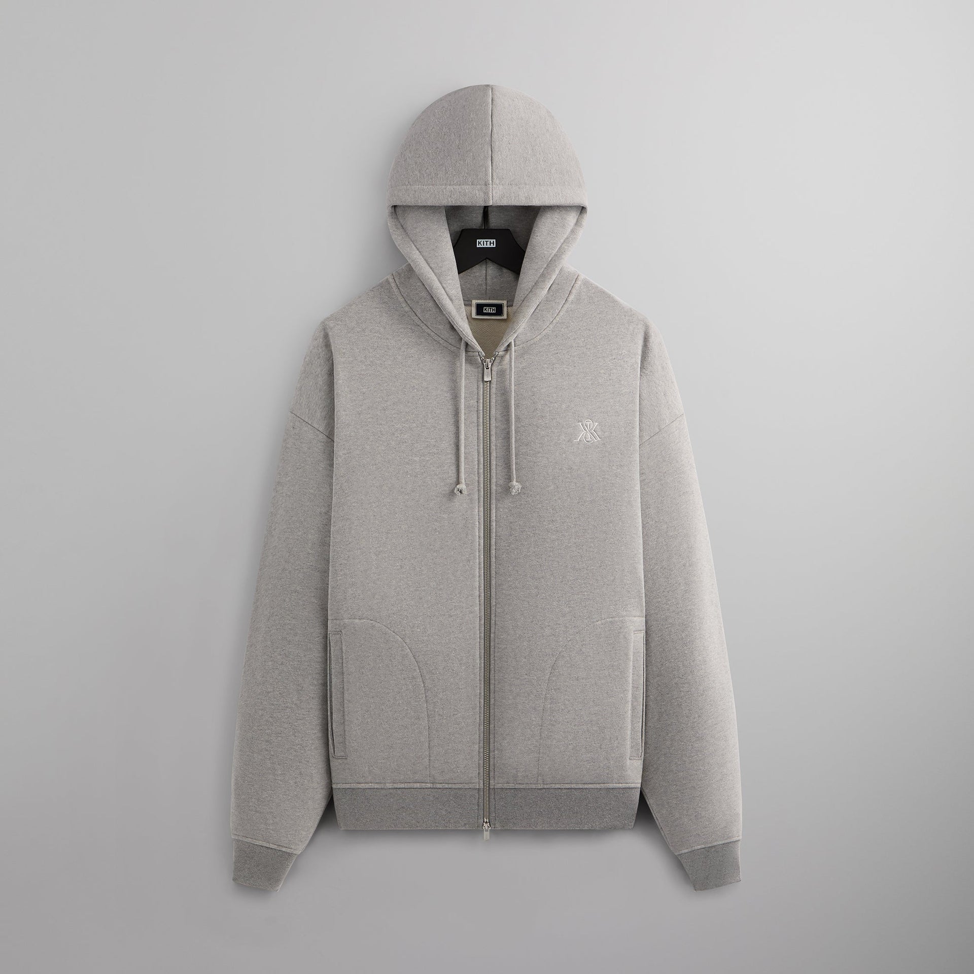 Kith Suede Fleece Nelson Full Zip Hoodie - Medium Heather Grey