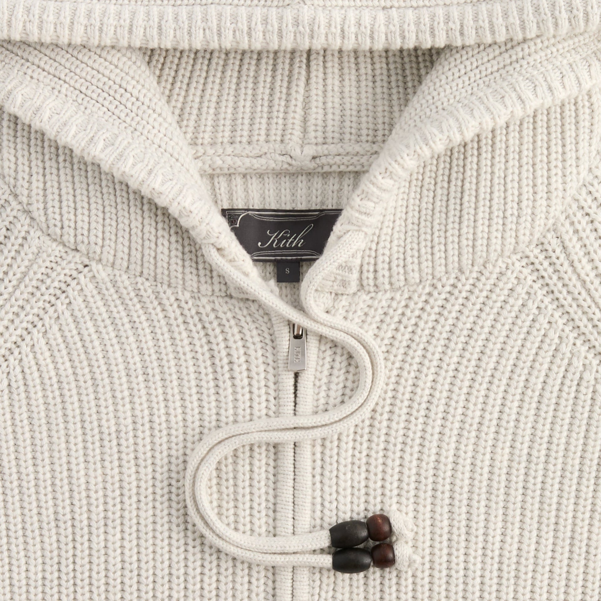 Kith Full Zip Miles Knit Hoodie - Light Heather Grey