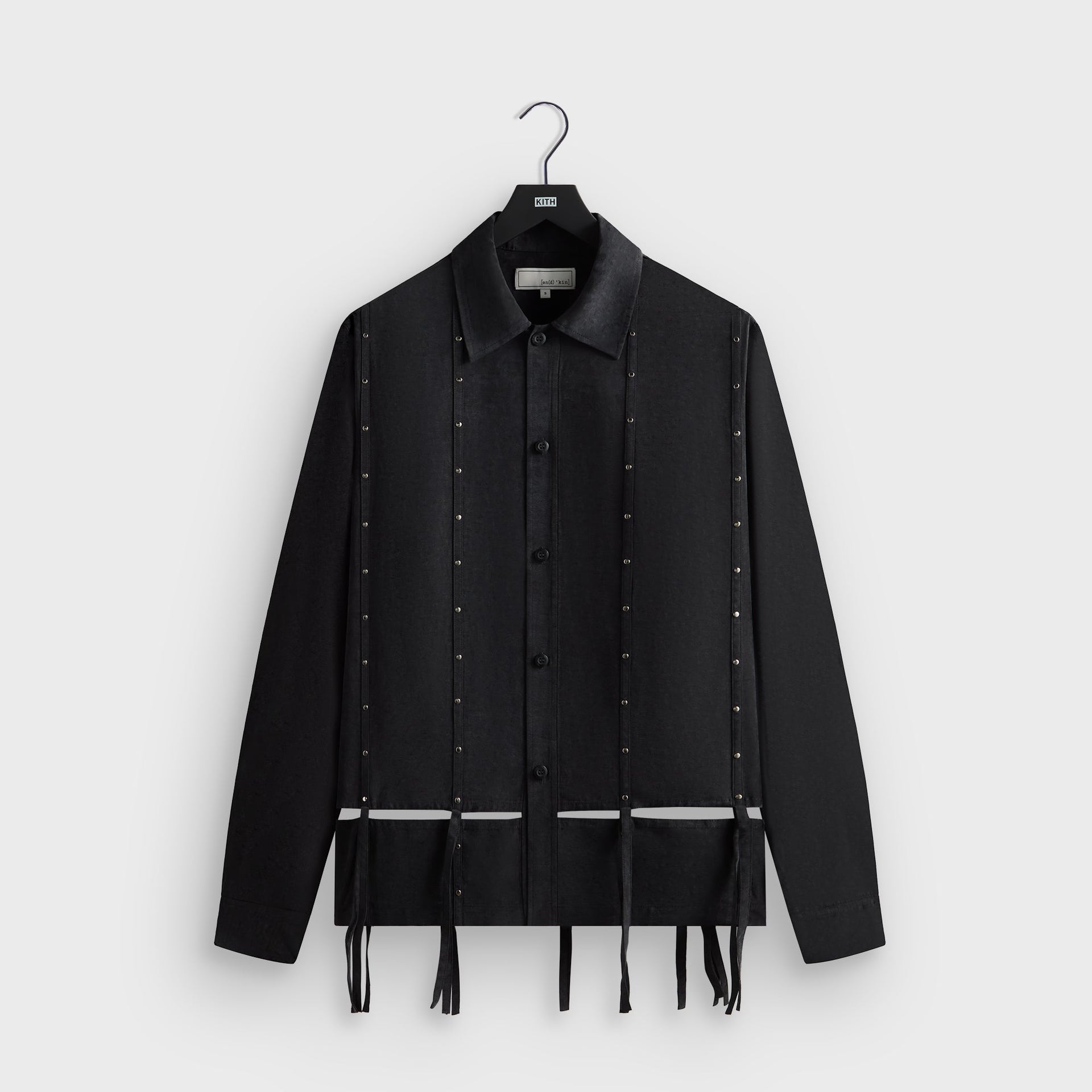 &Kin Ribbon Long Sleeve Boxy Collared Overshirt - Black PH