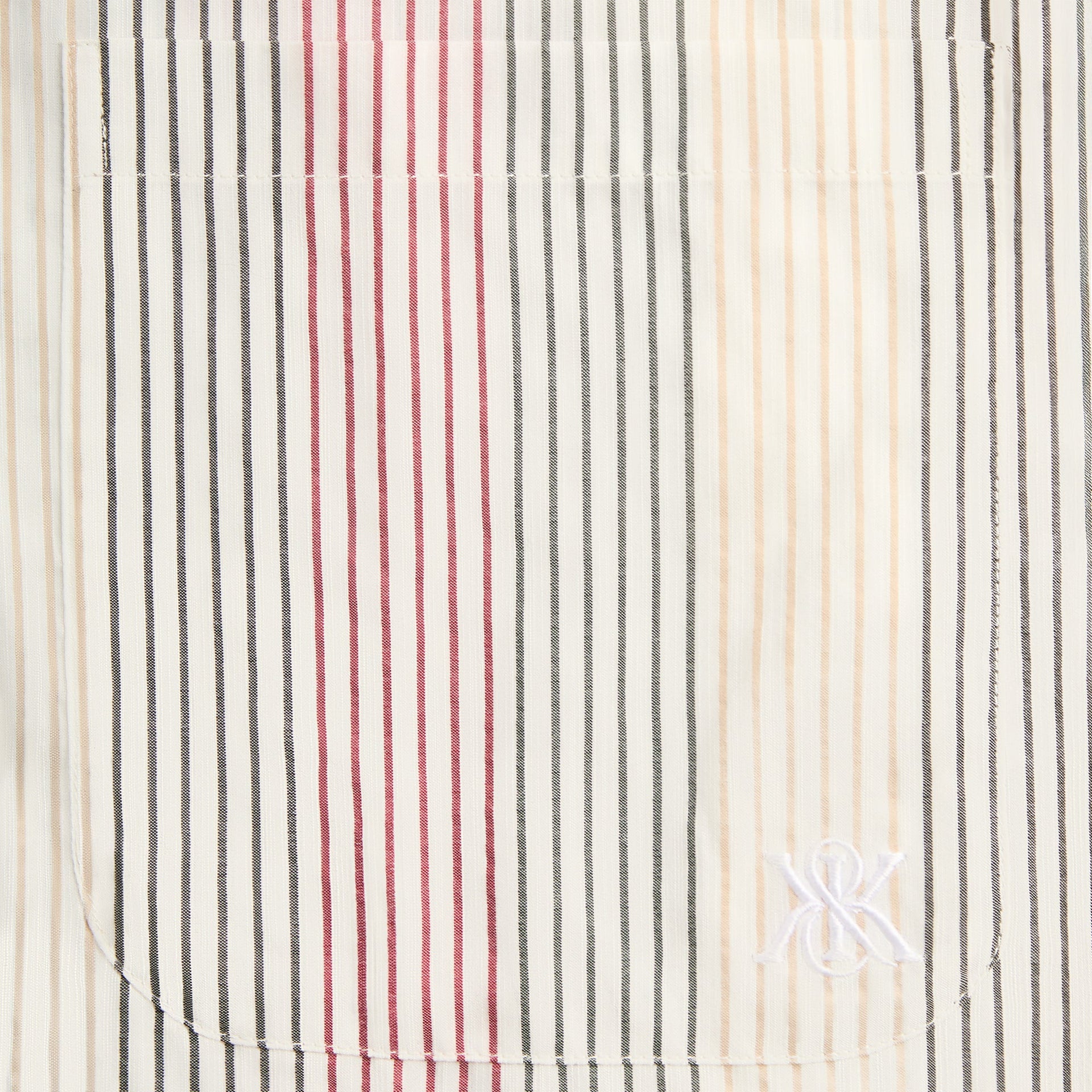 Kith Seersucker Long Sleeve Boxy Collared Overshirt - White