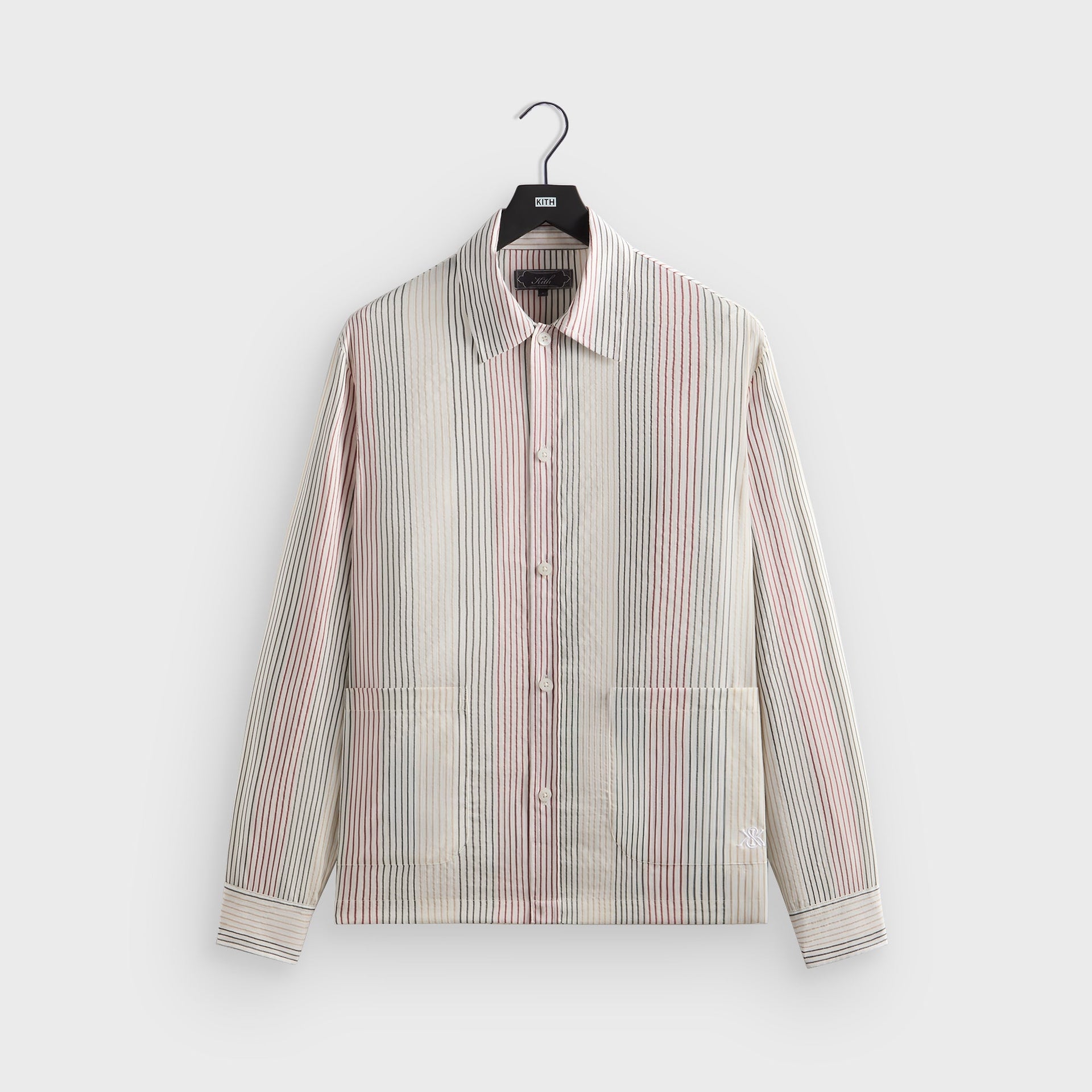 Kith Seersucker Long Sleeve Boxy Collared Overshirt - White PH