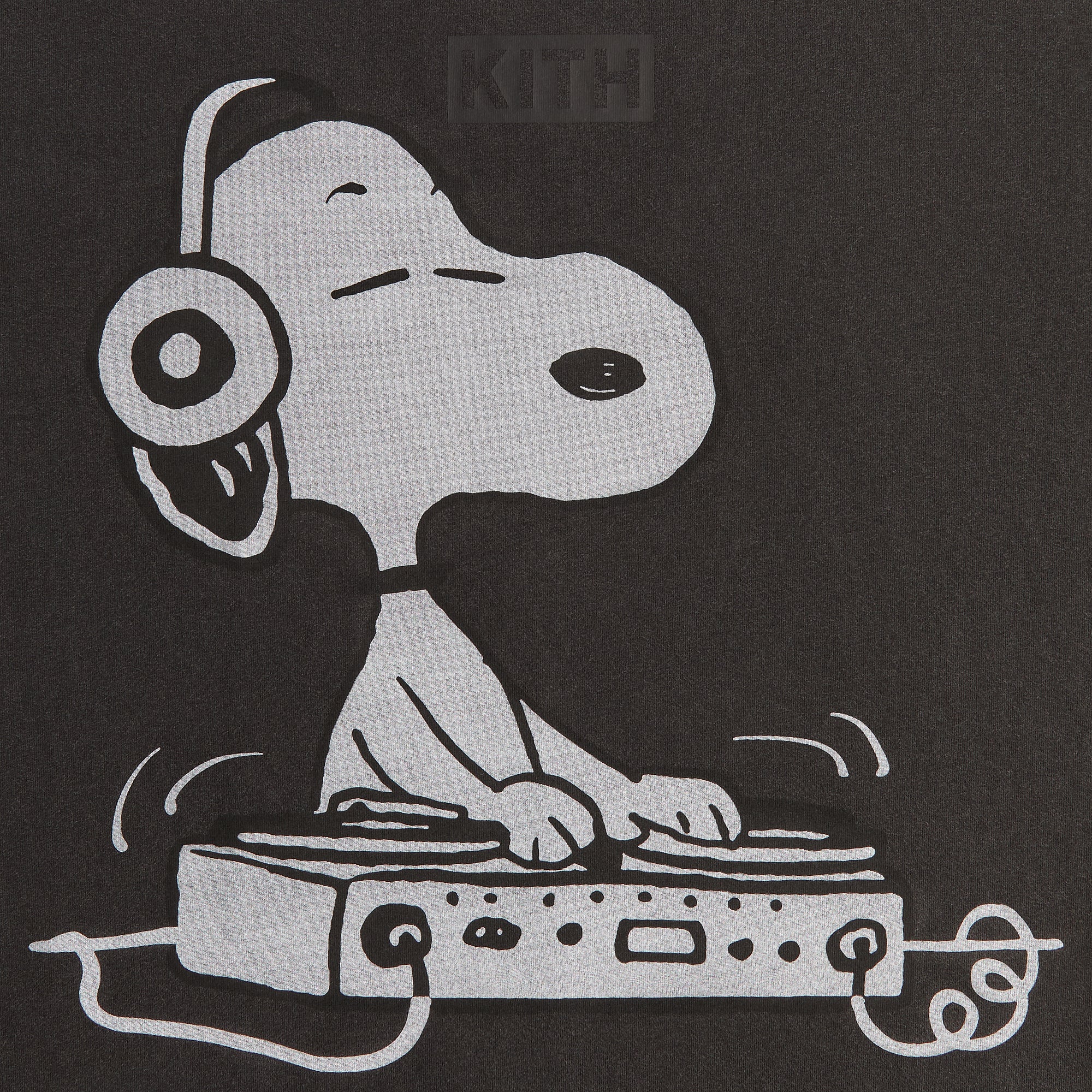 Kith x Peanuts Snoopy DJ Vintage Tee Black Men's - SS25 - US