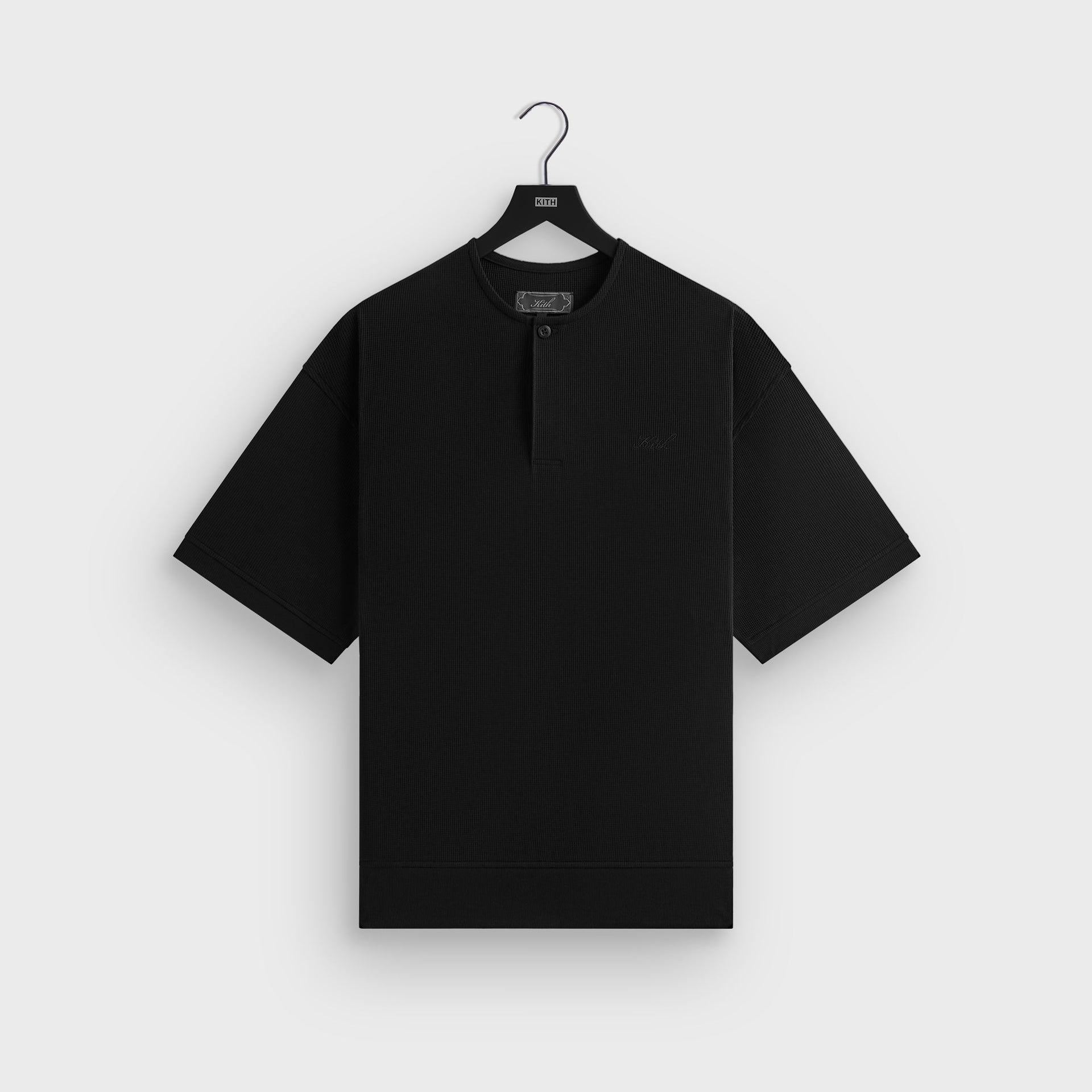 Kith Micro Waffle Short Sleeve Colby Pullover - Black