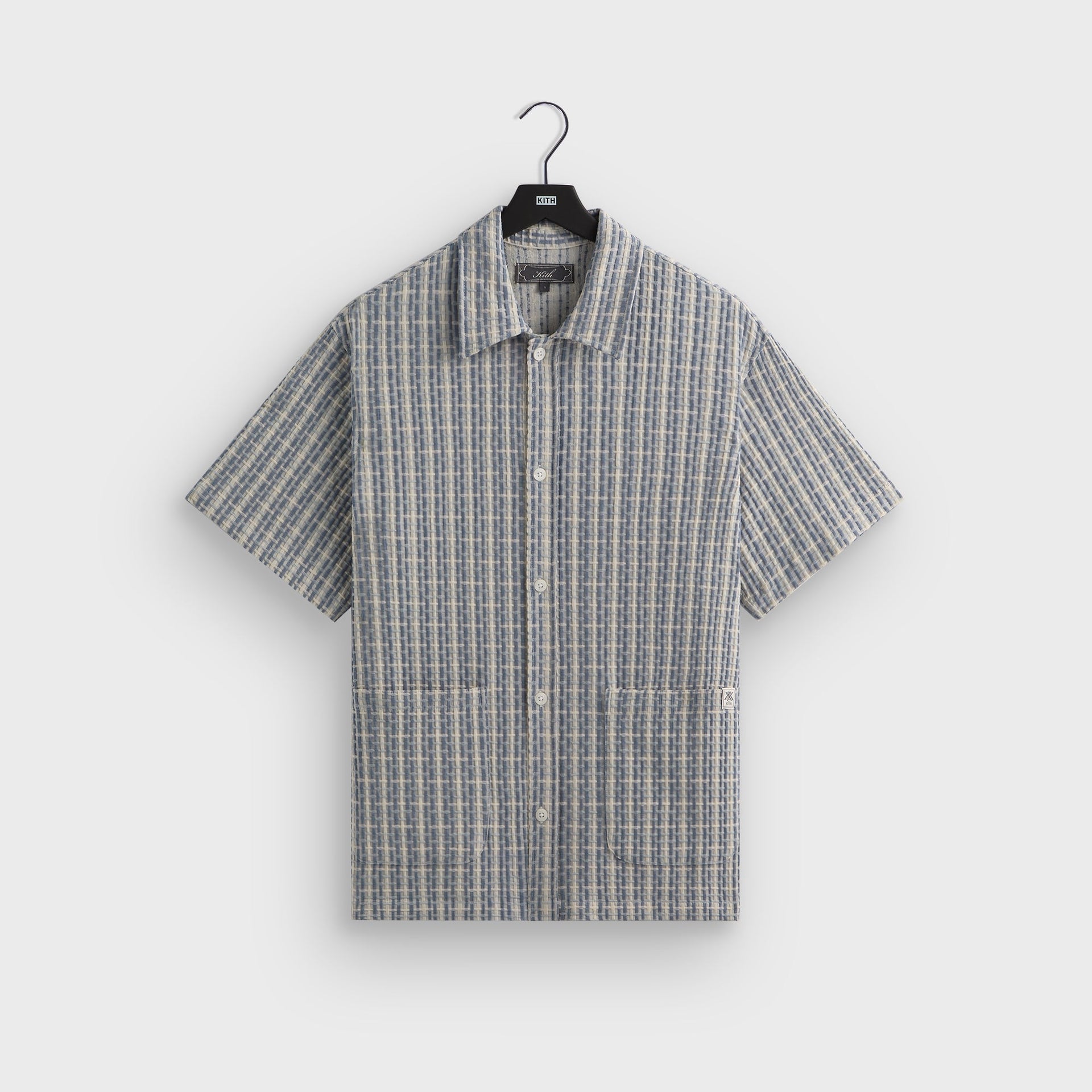 Kith Bubble Check Short Sleeve Boxy Collared Overshirt - Light Indigo PH