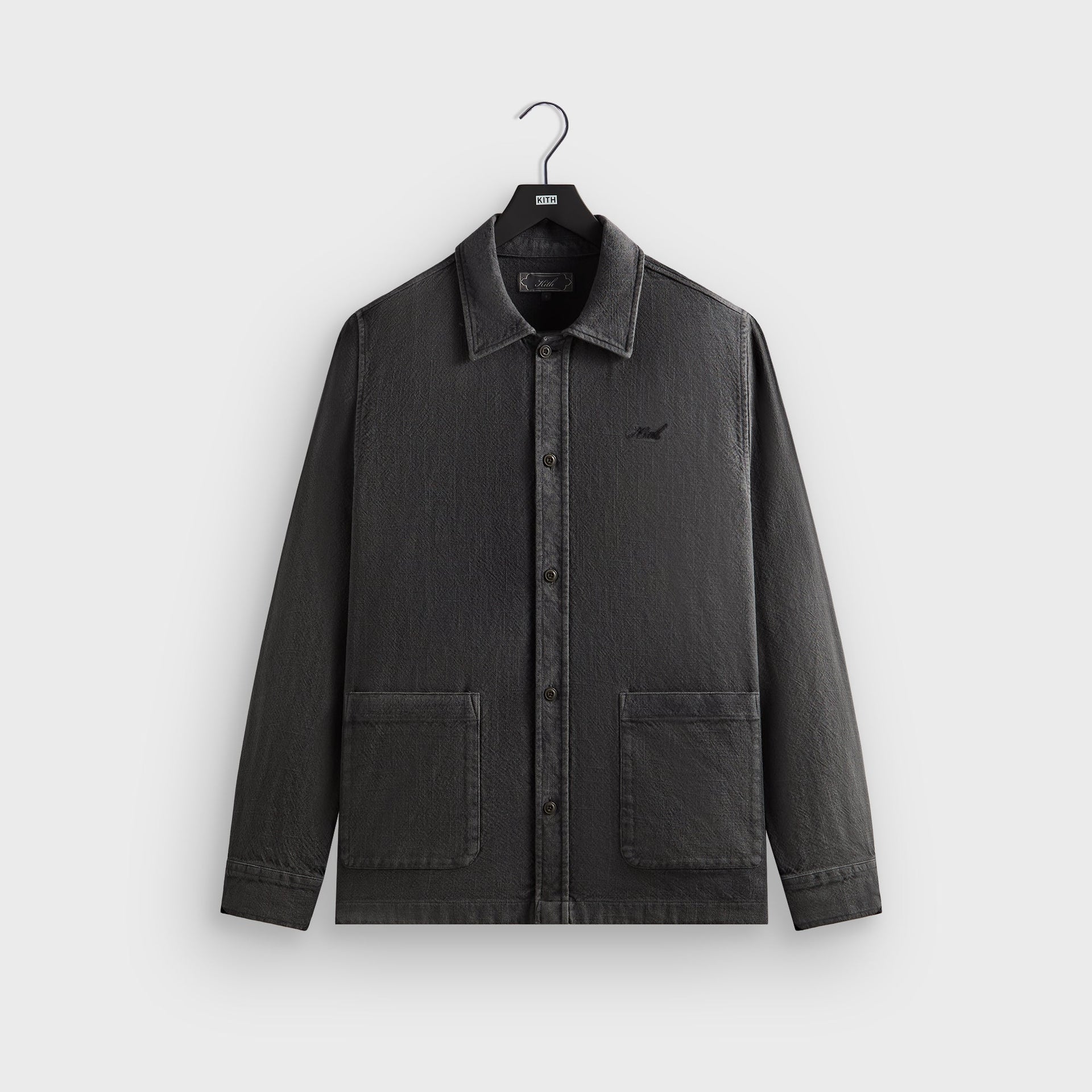 Kith Soft Woven Long Sleeve Boxy Collared Overshirt - Carbon PH