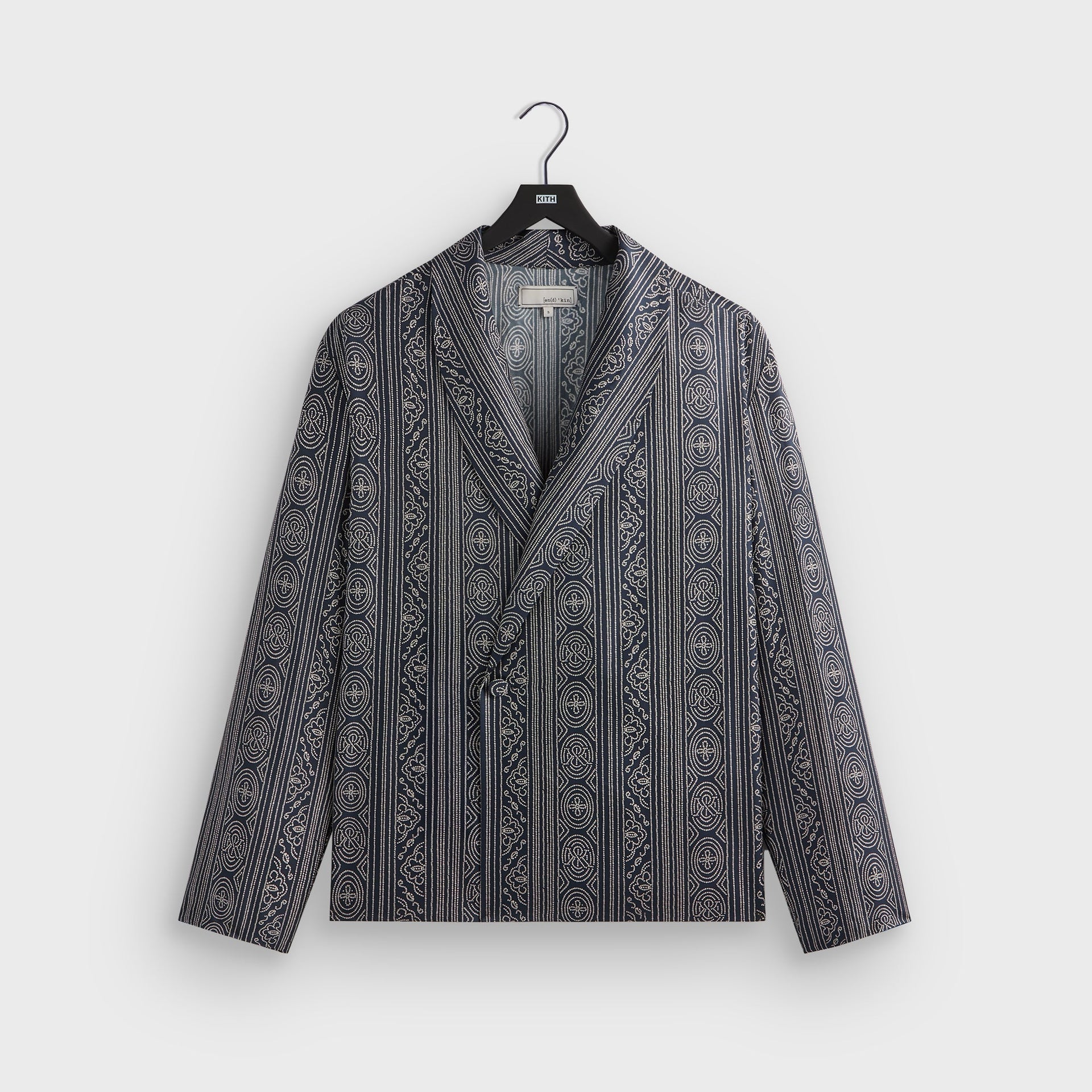 &Kin Batik Stripe Long Sleeve Thompson Crossover Shirt - Nocturnal PH