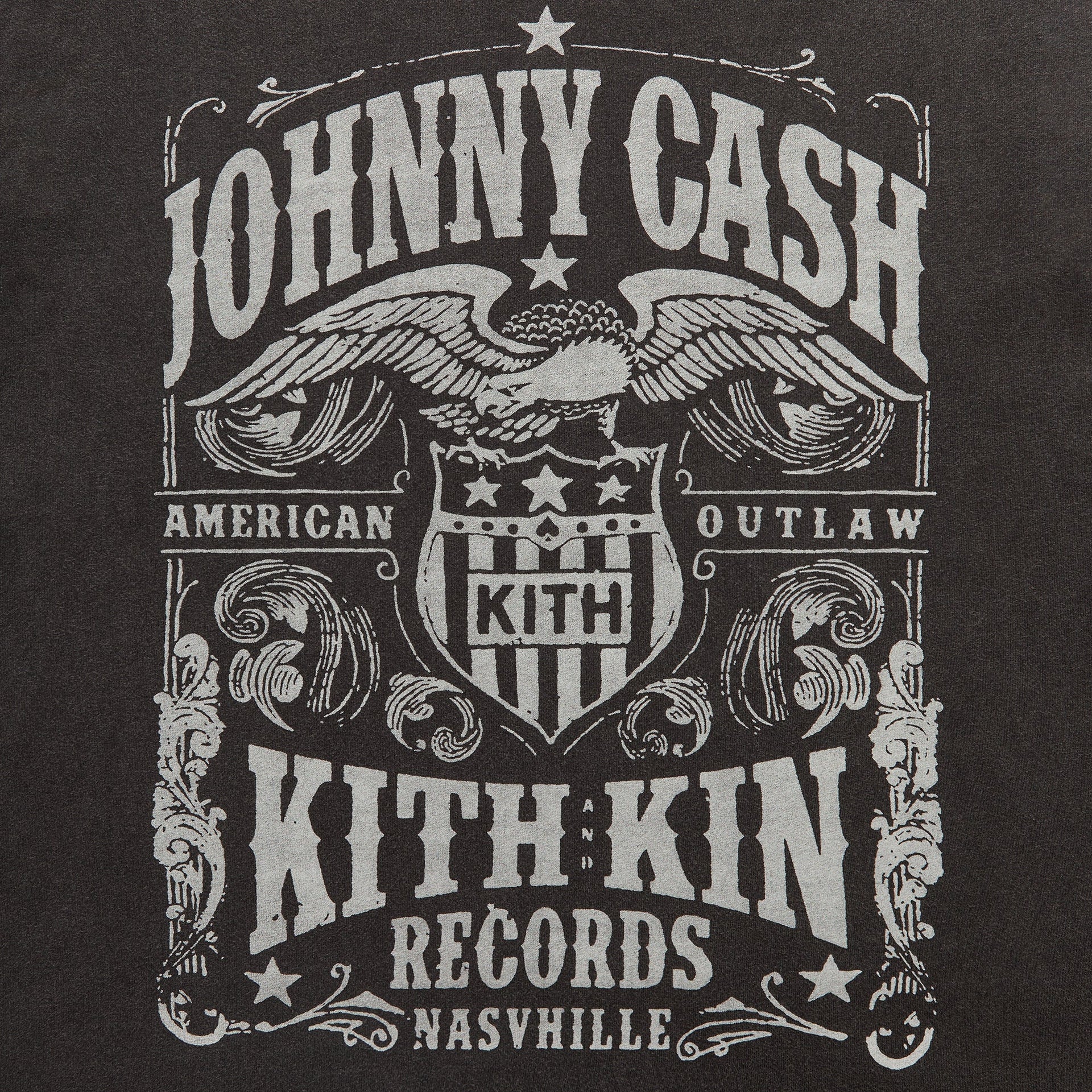 Kith Records for Johnny Cash Outlaw Records Vintage Tee - Black