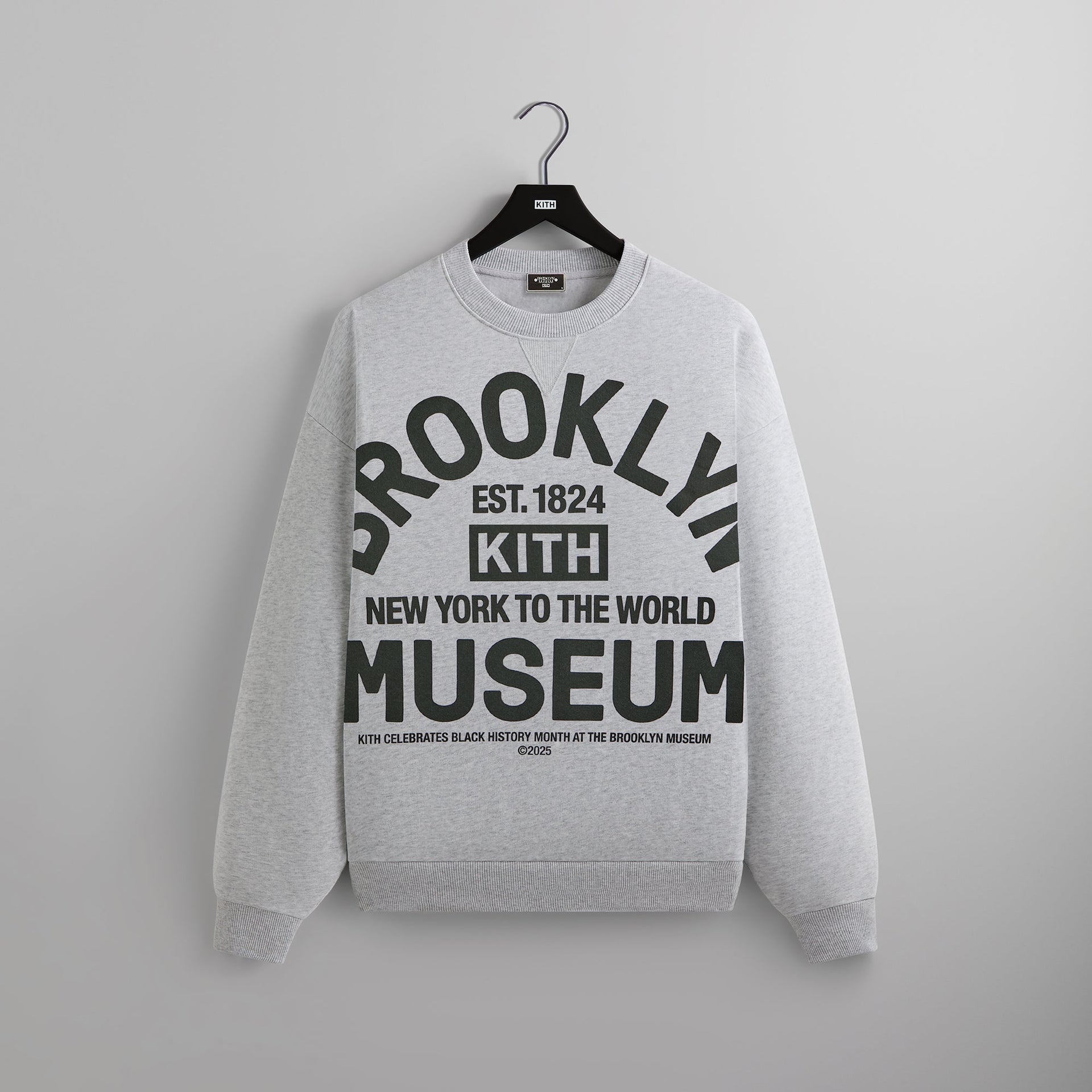 Kith for the Brooklyn Museum Collegiate Nelson Crewneck - Light Heather Grey