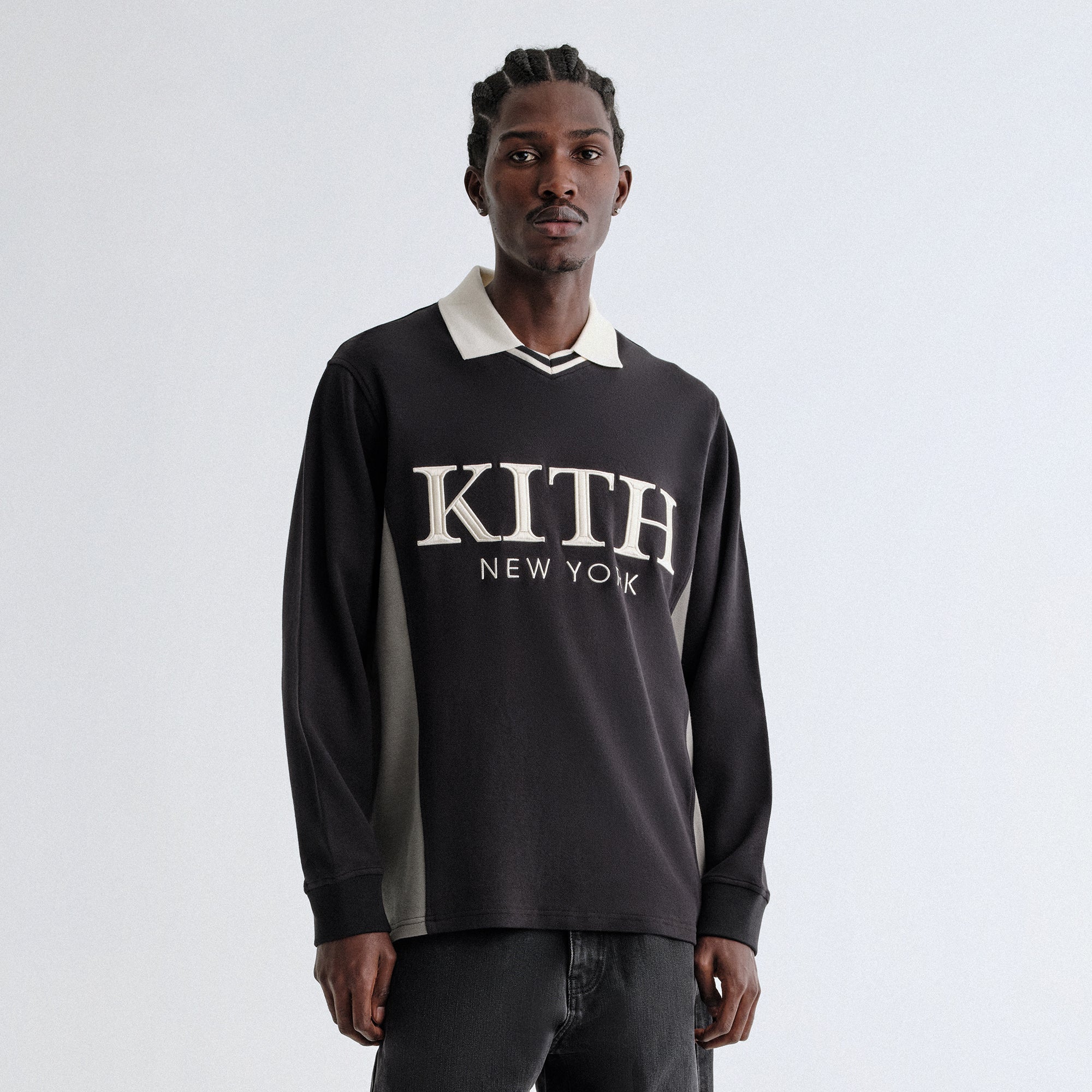 Kith Pique Long Sleeve Tap Polo - Black – Kith Europe